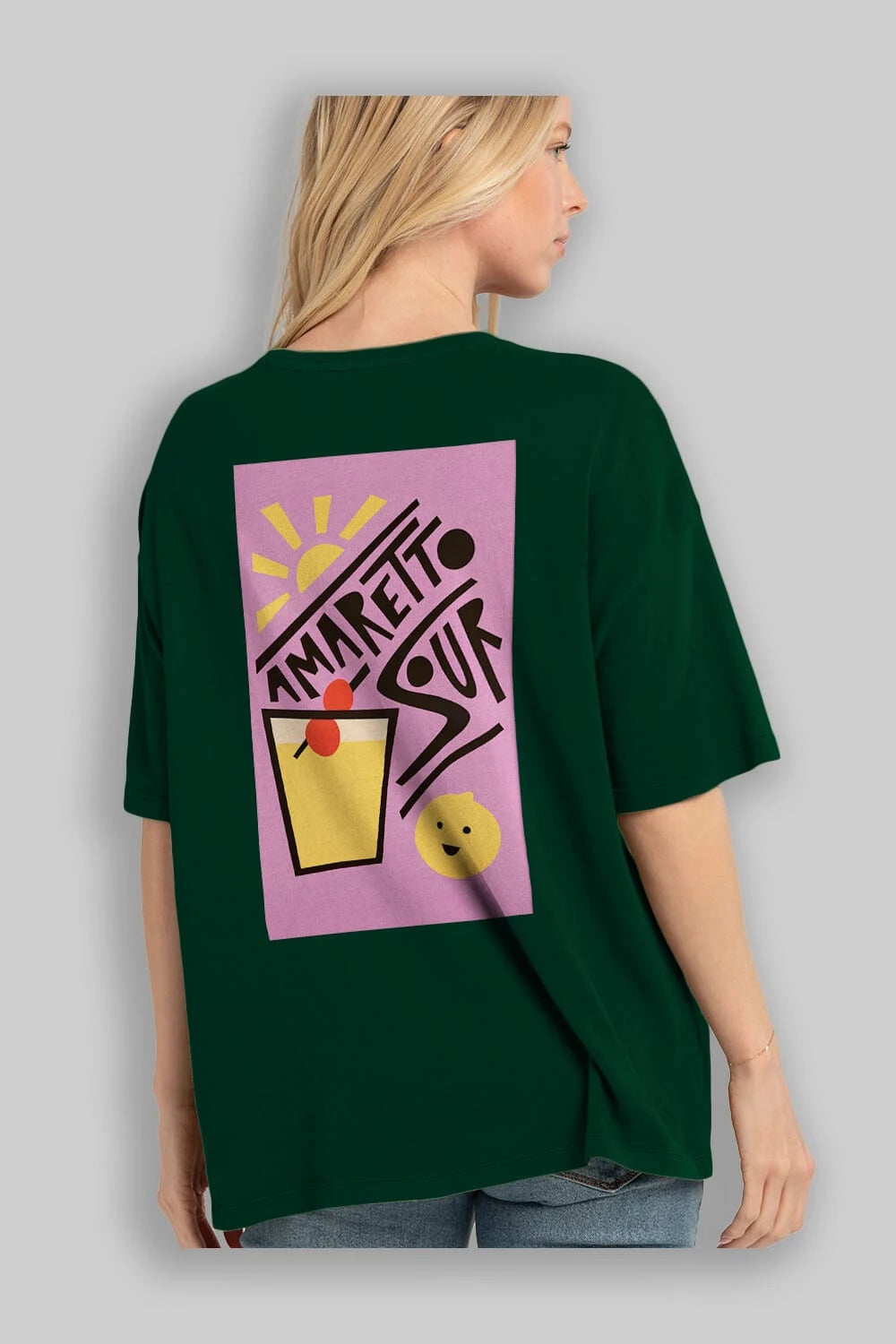 Amaretto Sour Arka Baskılı Oversize t-shirt Erkek Kadın Unisex %100 Pamuk Bisiklet Yaka tişort