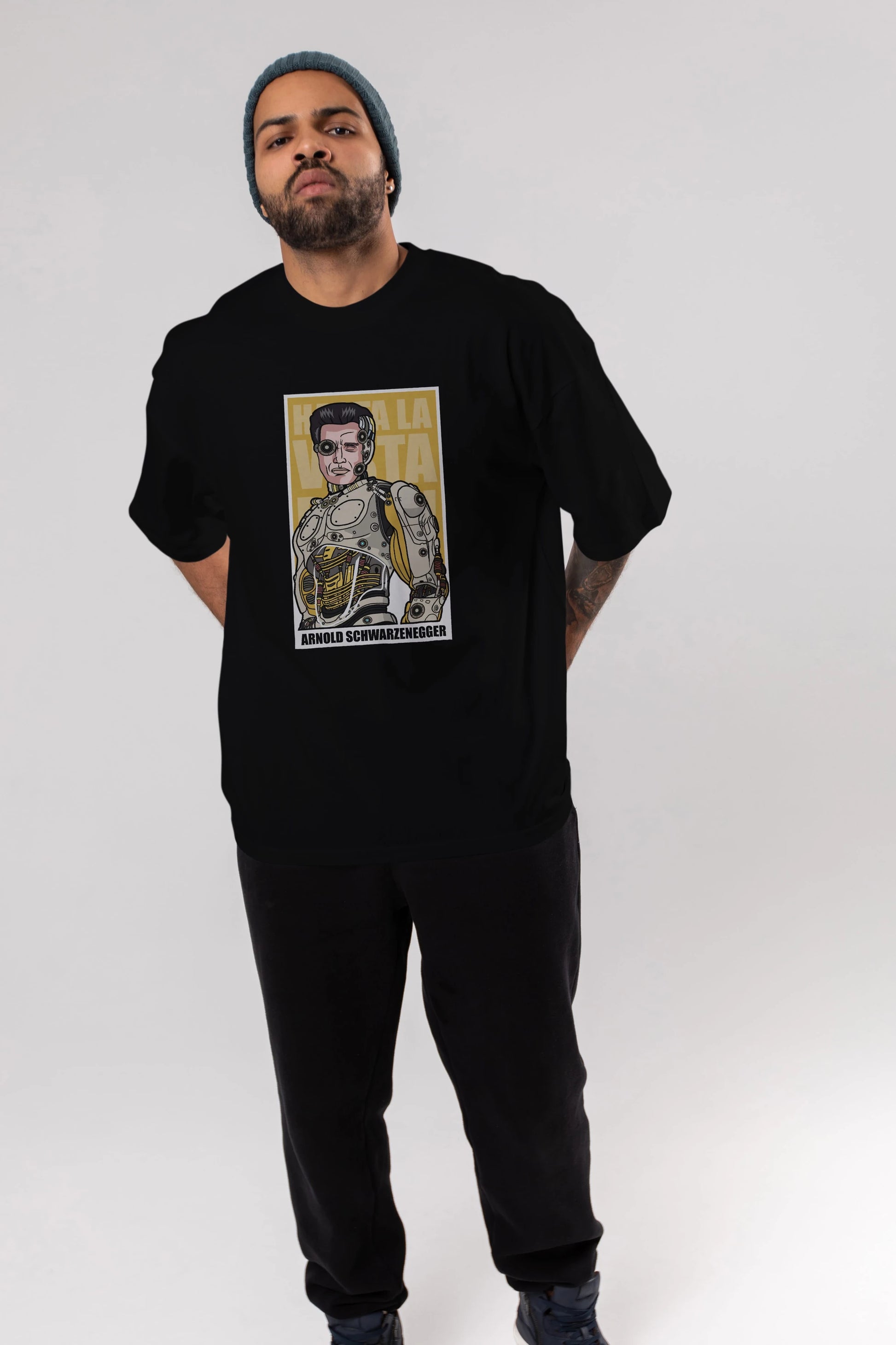 Arnold Robot Human Ön Baskılı Oversize t-shirt Erkek Kadın Unisex %100 Pamuk tişort
