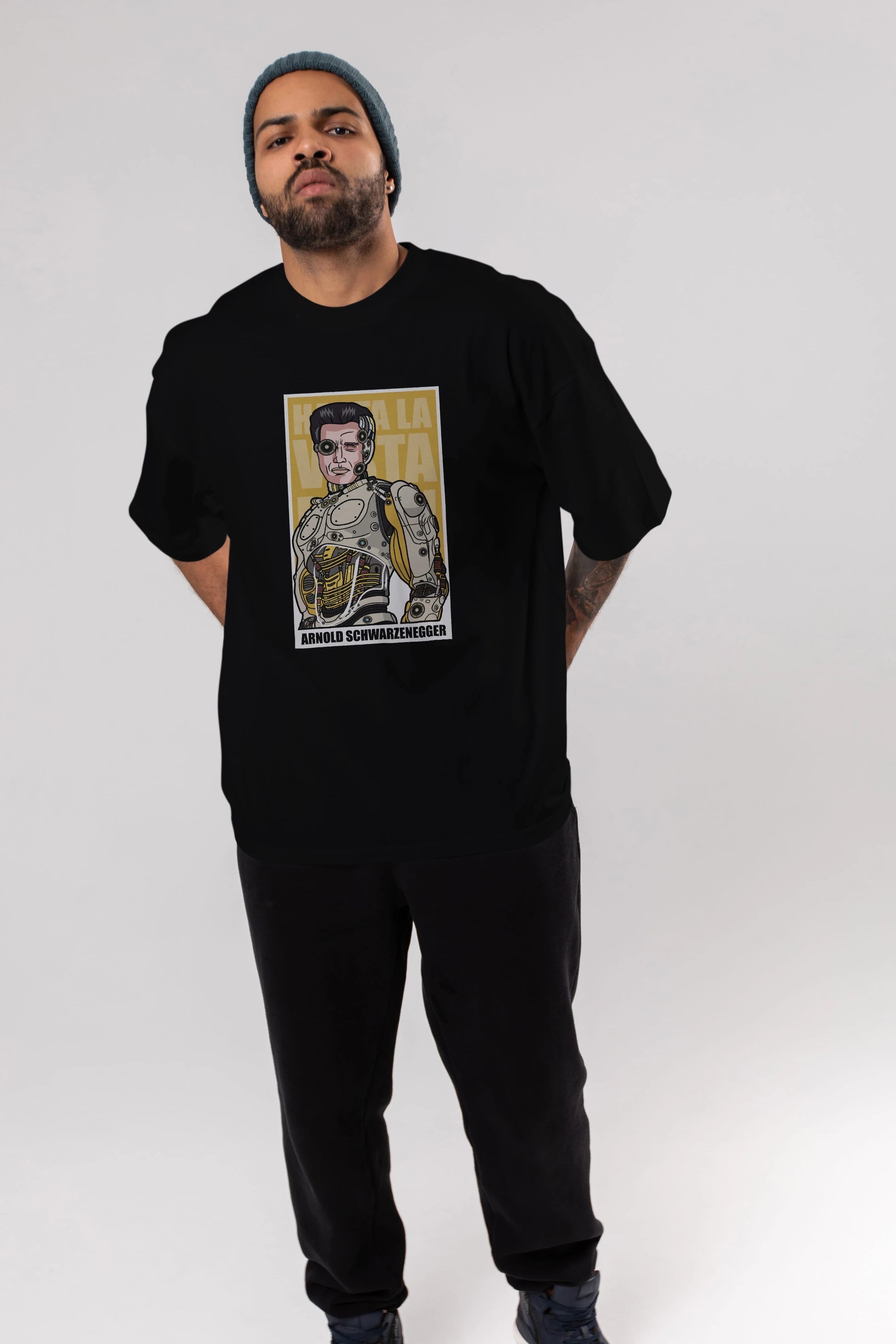 Arnold Robot Human Ön Baskılı Oversize t-shirt Erkek Kadın Unisex %100 Pamuk tişort