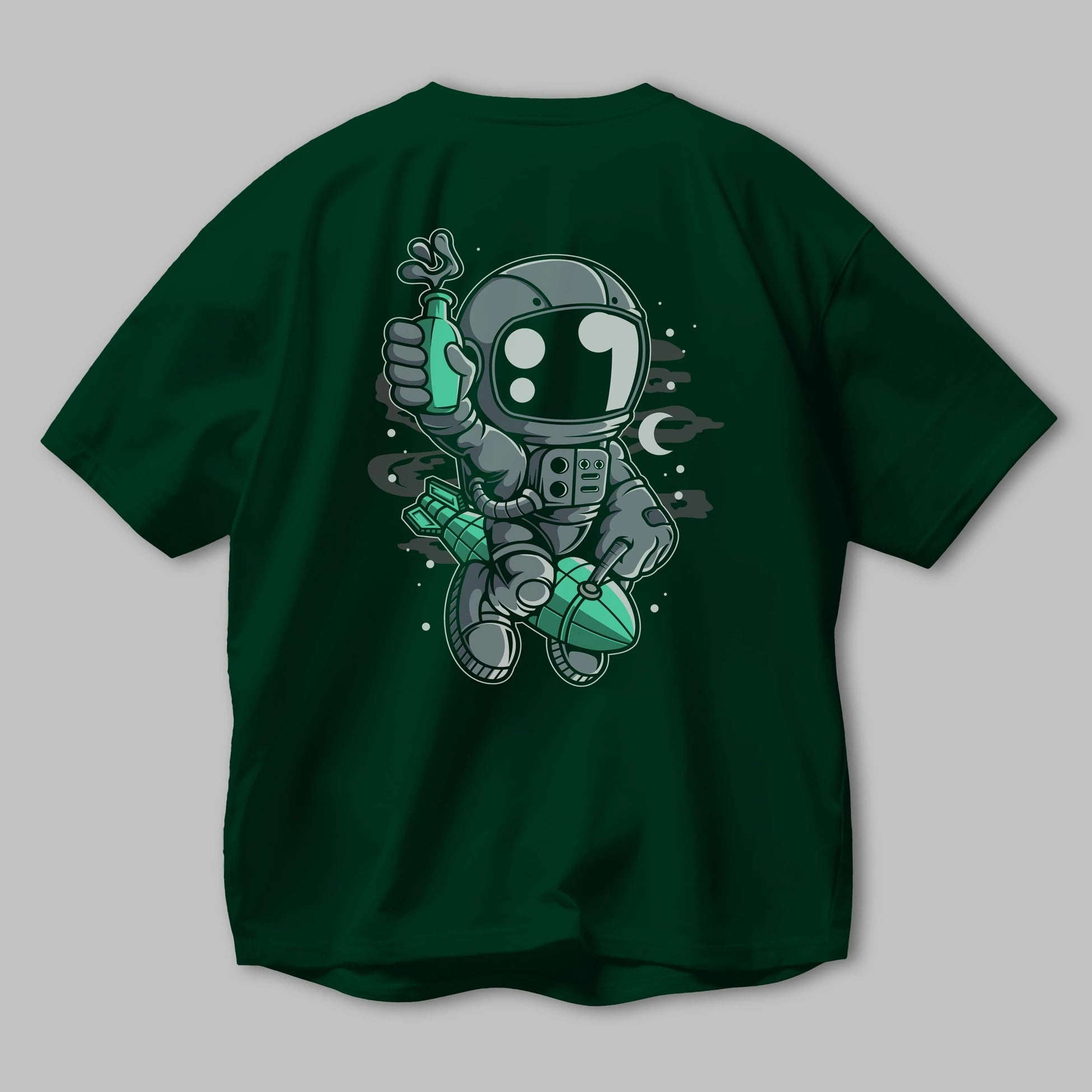 Astronaut Rocket Arka Baskılı Oversize t-shirt Erkek Kadın Unisex