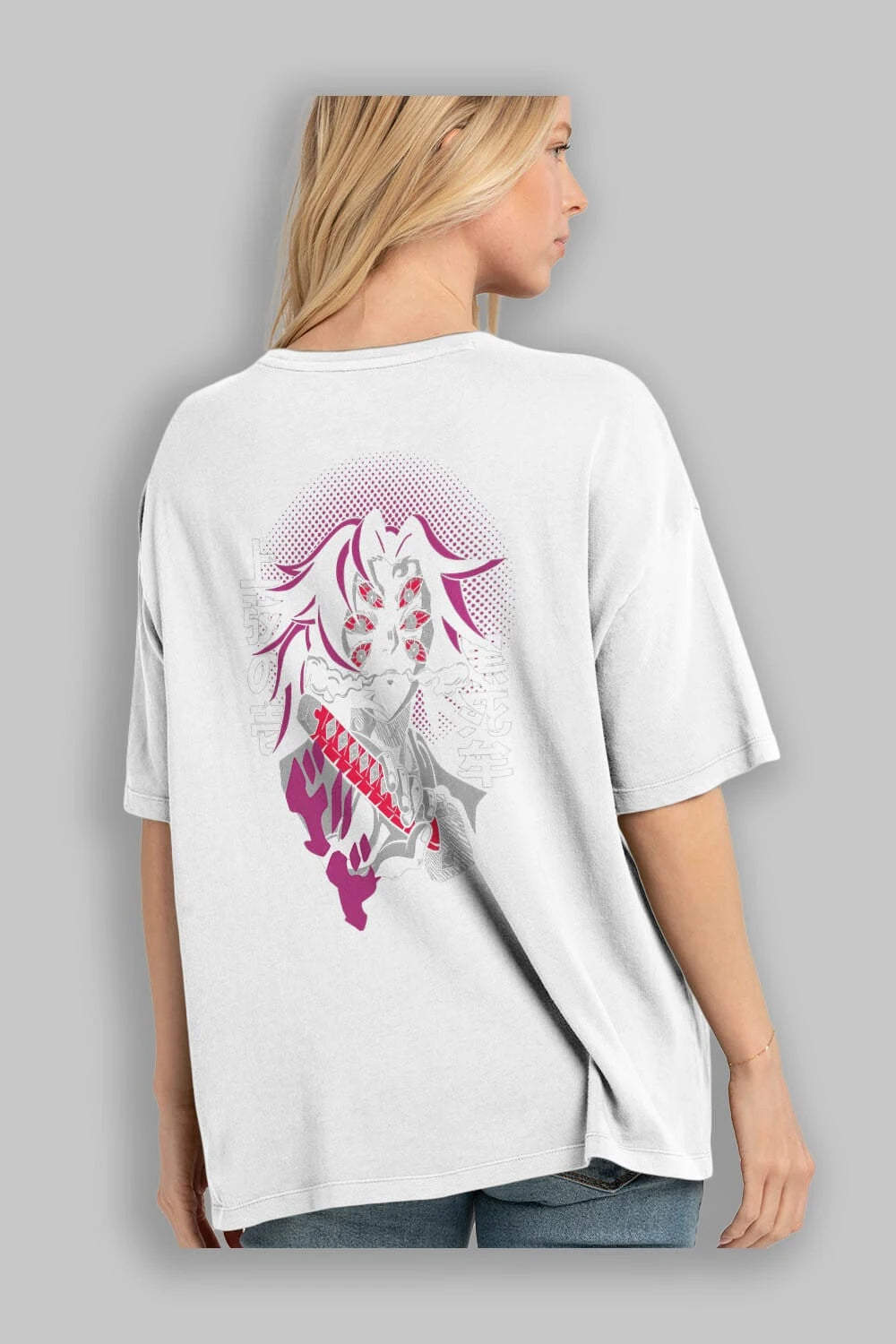Kokushibo Anime Arka Baskılı Oversize t-shirt Erkek Kadın Unisex