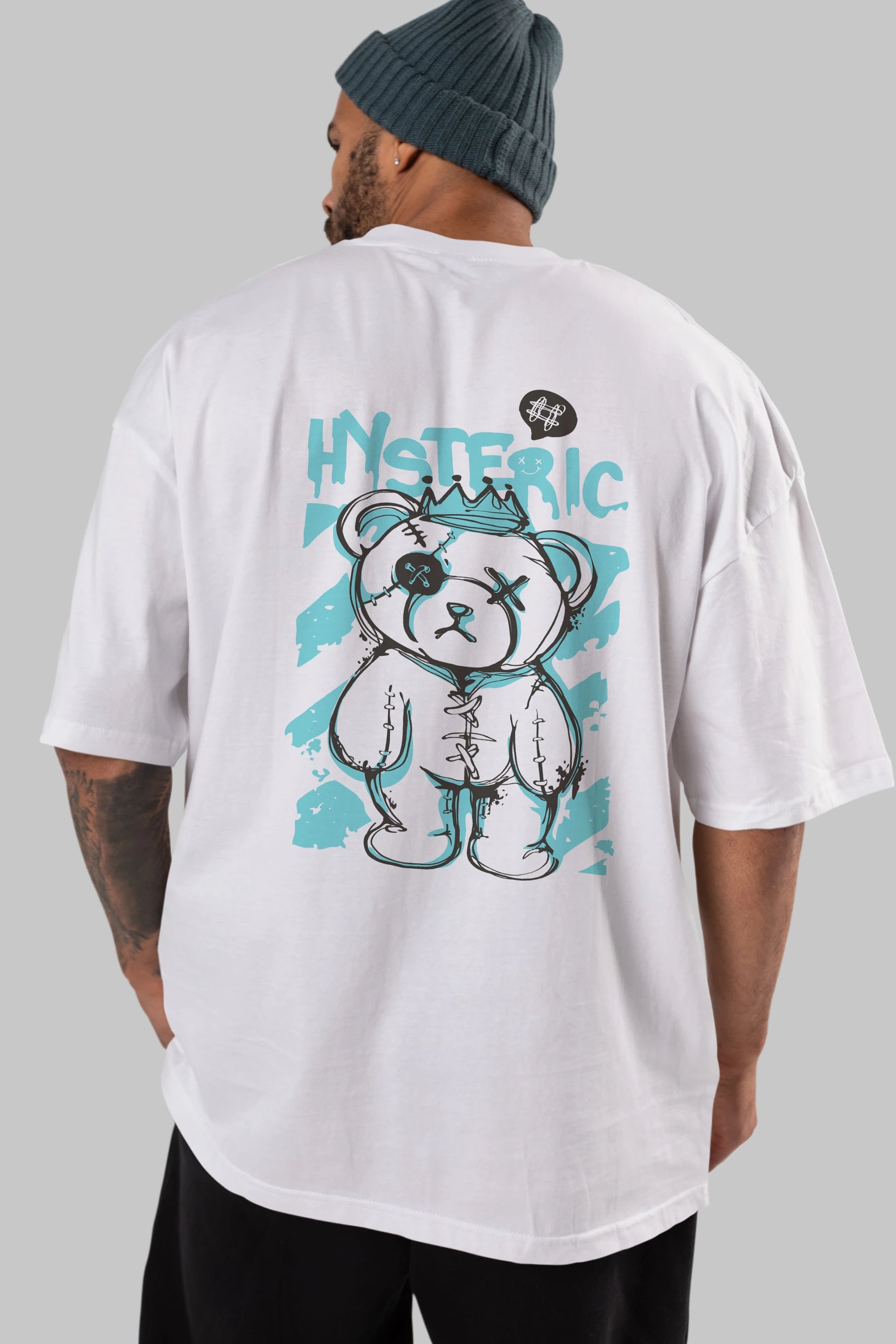 Hysteric Bear Arka Baskılı Oversize t-shirt Erkek Kadın Unisex