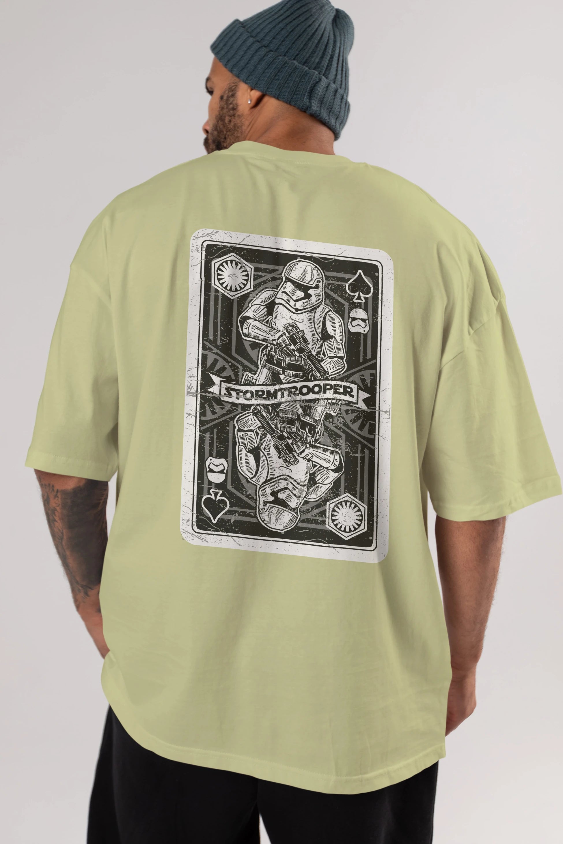 Stormtrooper Playing Card Arka Baskılı Oversize t-shirt Erkek Kadın Unisex %100 Pamuk