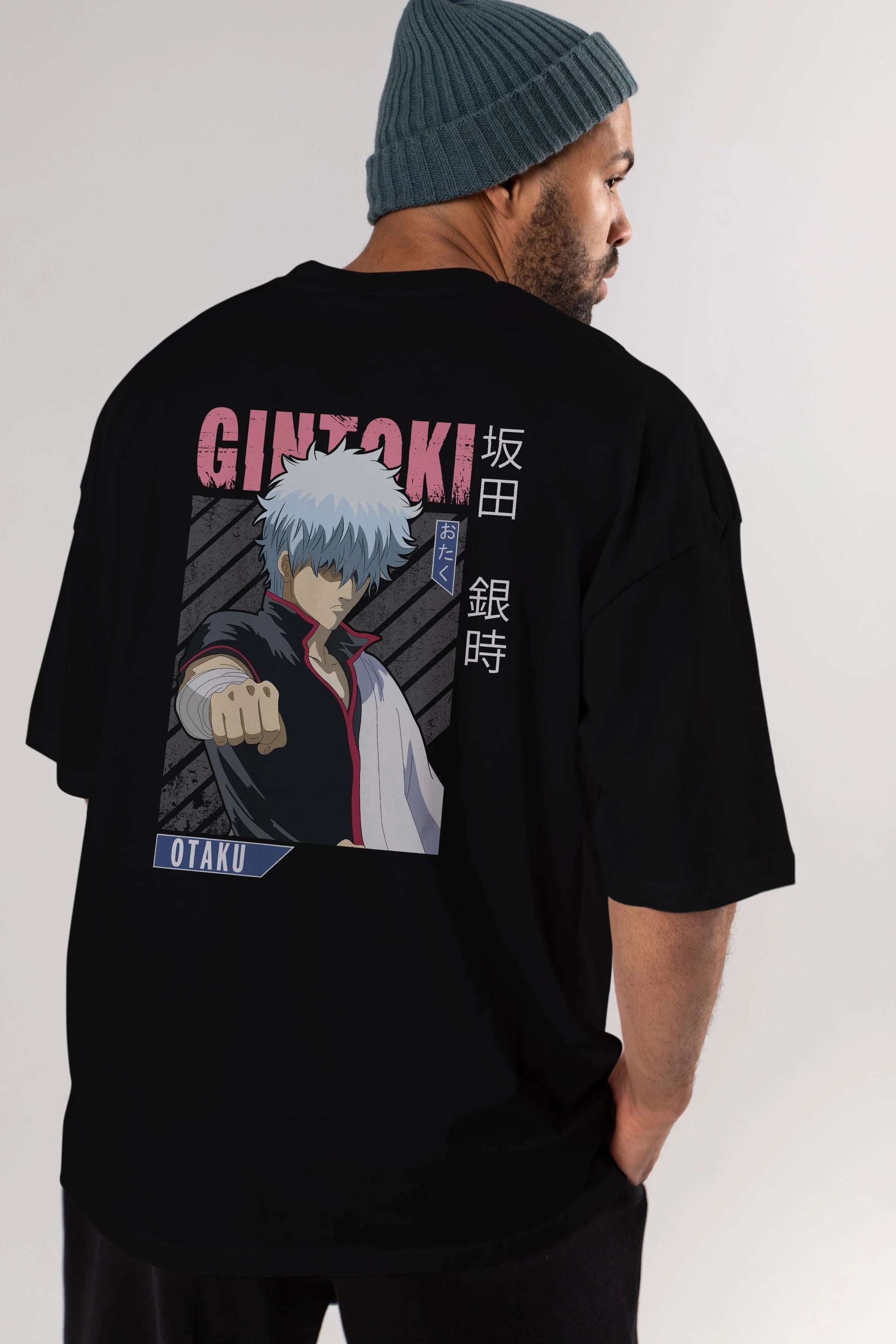 Gintoki Sakata GINTAMA 2 Anime Arka Baskılı Oversize t-shirt Erkek Kadın Unisex