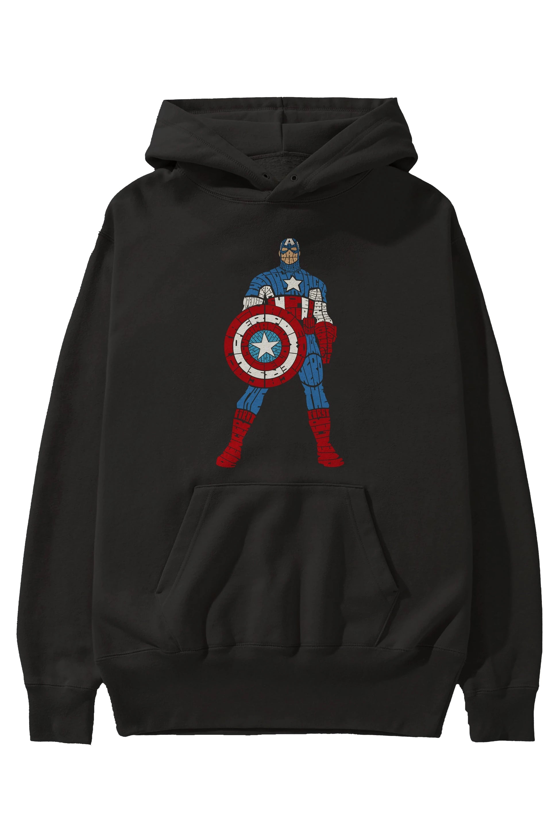 Captain America Ön Baskılı Hoodie Oversize Kapüşonlu Sweatshirt Erkek Kadın Unisex