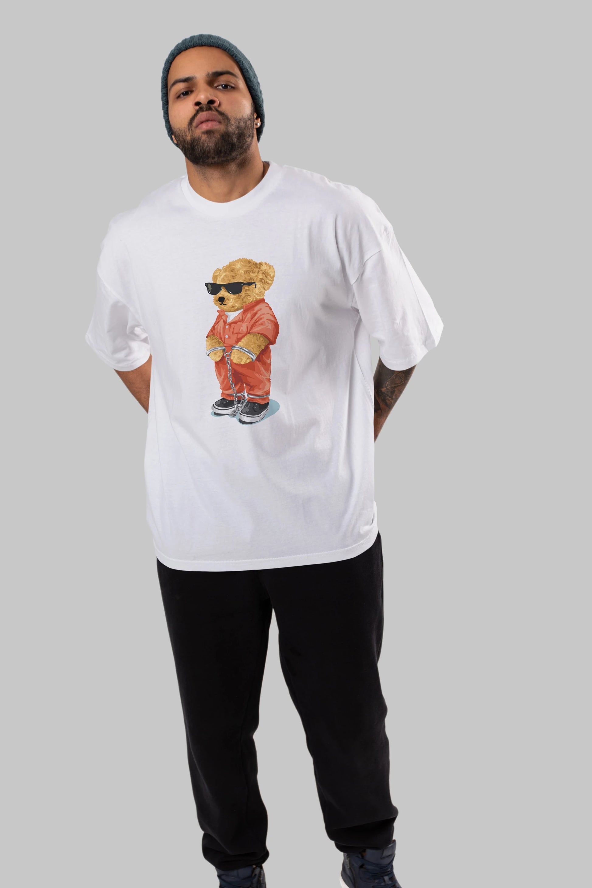 Teddy Bear Kodes Ön Baskılı Oversize t-shirt Erkek Kadın Unisex %100 Pamuk