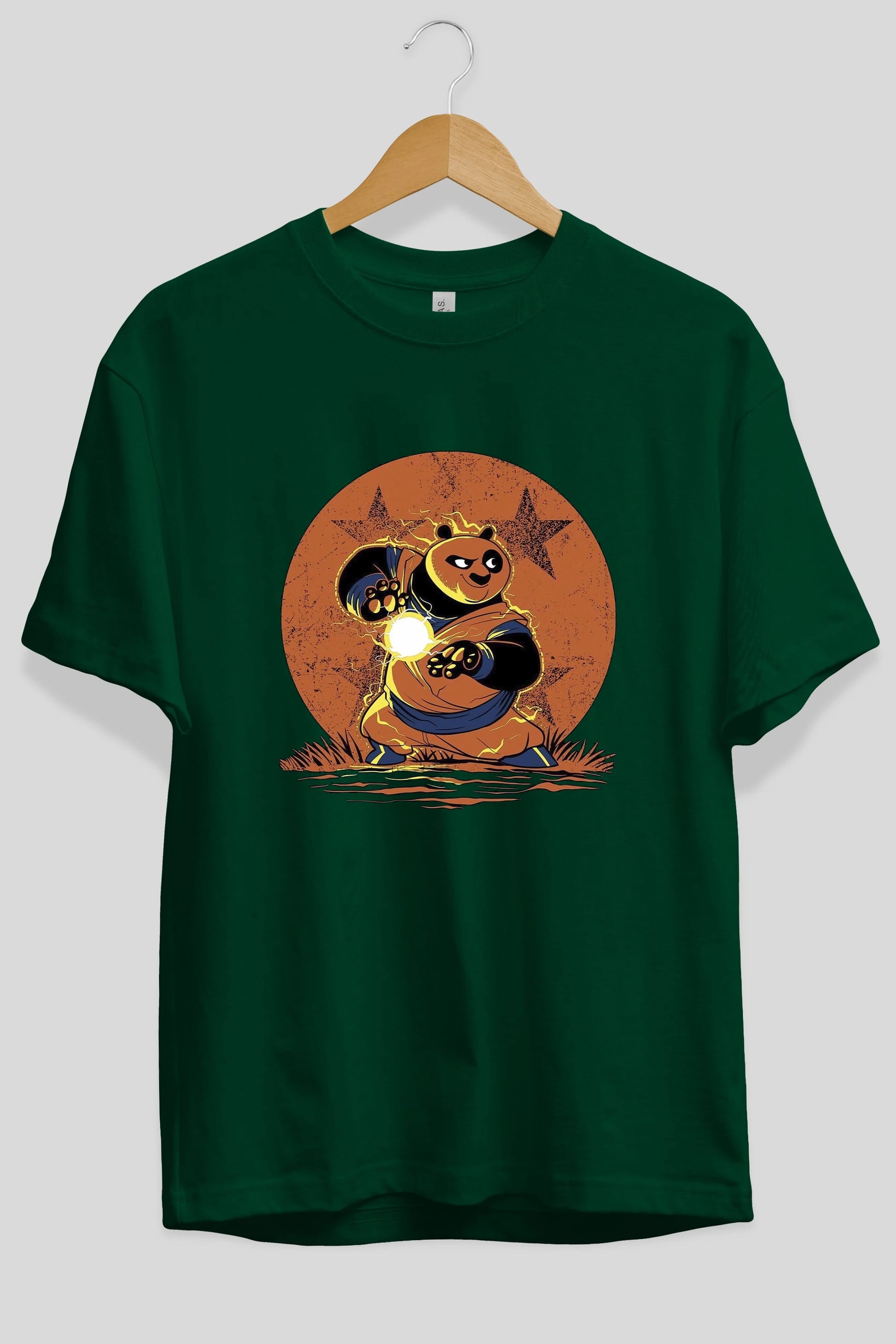Kung Fu Panda Ön Baskılı Oversize t-shirt Erkek Kadın Unisex %100 Pamuk Bisiklet Yaka tişort
