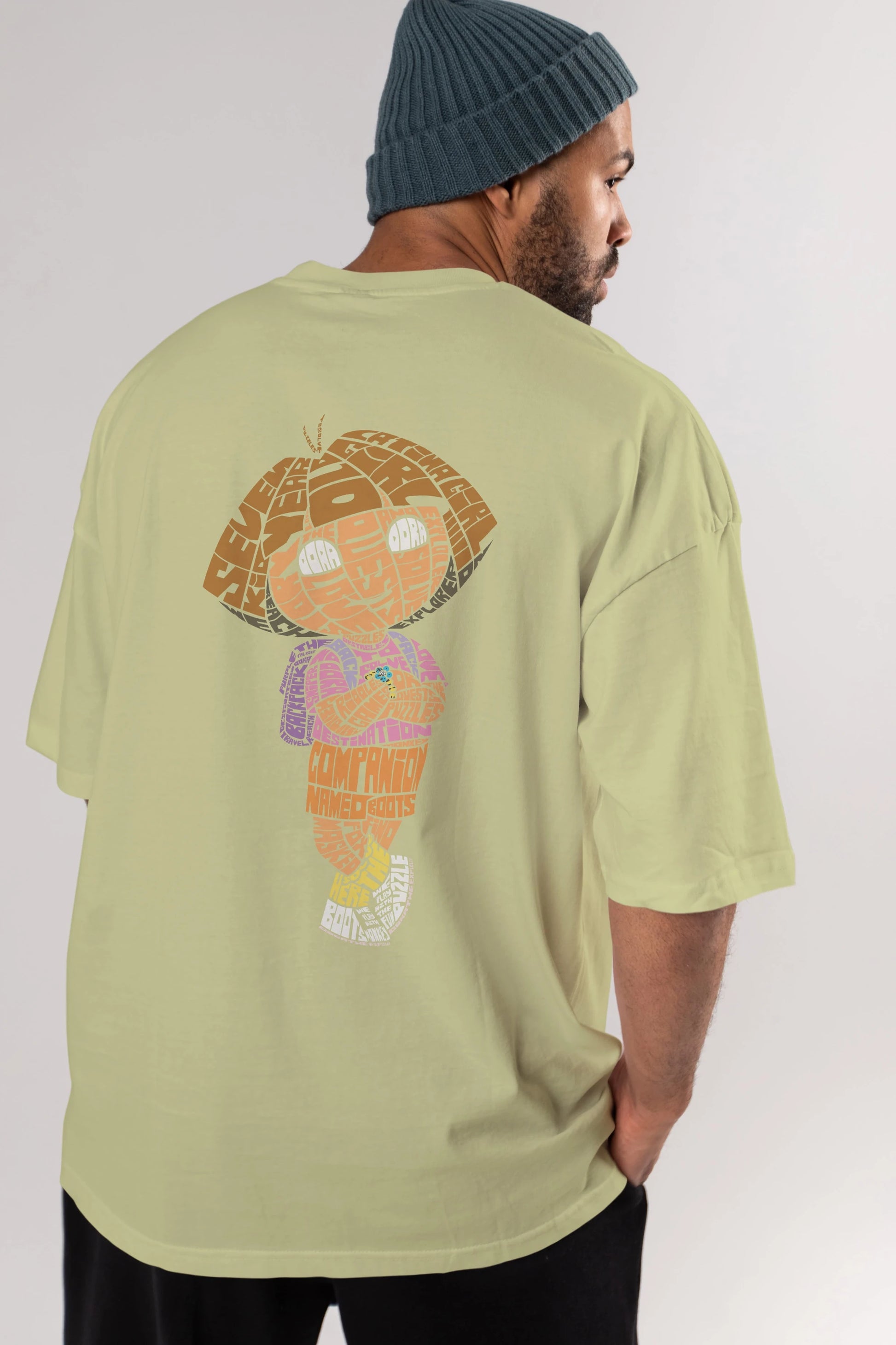 Dora Arka Baskılı Oversize t-shirt %100 pamuk Erkek Kadın Unisex