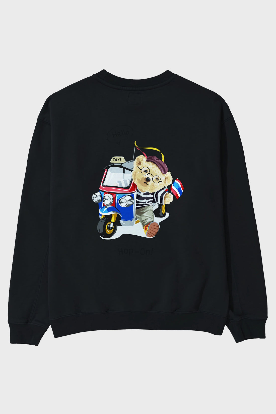 Teddy Bear Hop-On Arka Baskılı Oversize Sweatshirt Erkek Kadın Unisex