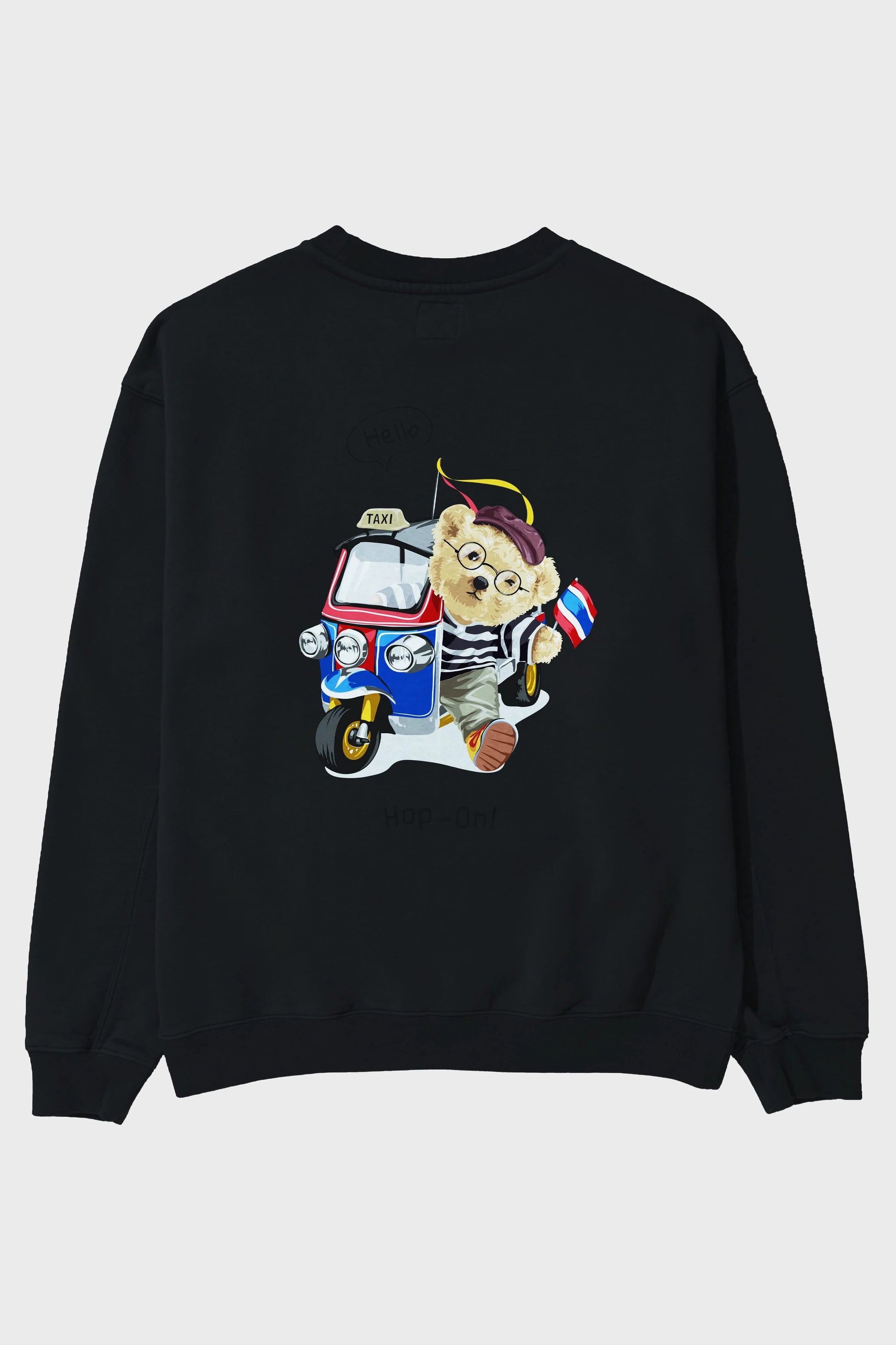 Teddy Bear Hop-On Arka Baskılı Oversize Sweatshirt Erkek Kadın Unisex