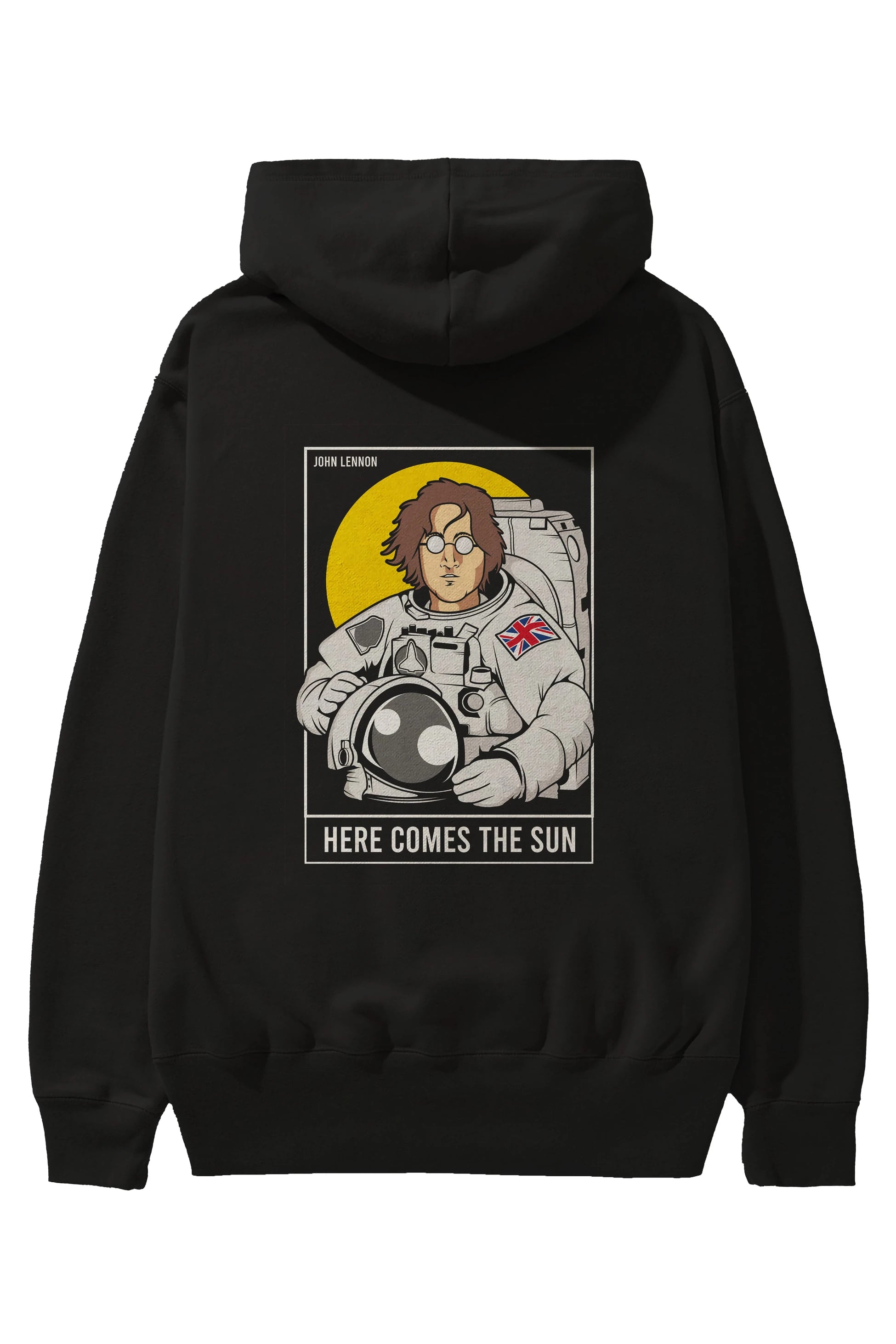 John Lennon Astronot Arka Baskılı Hoodie Oversize Kapüşonlu Sweatshirt Erkek Kadın Unisex