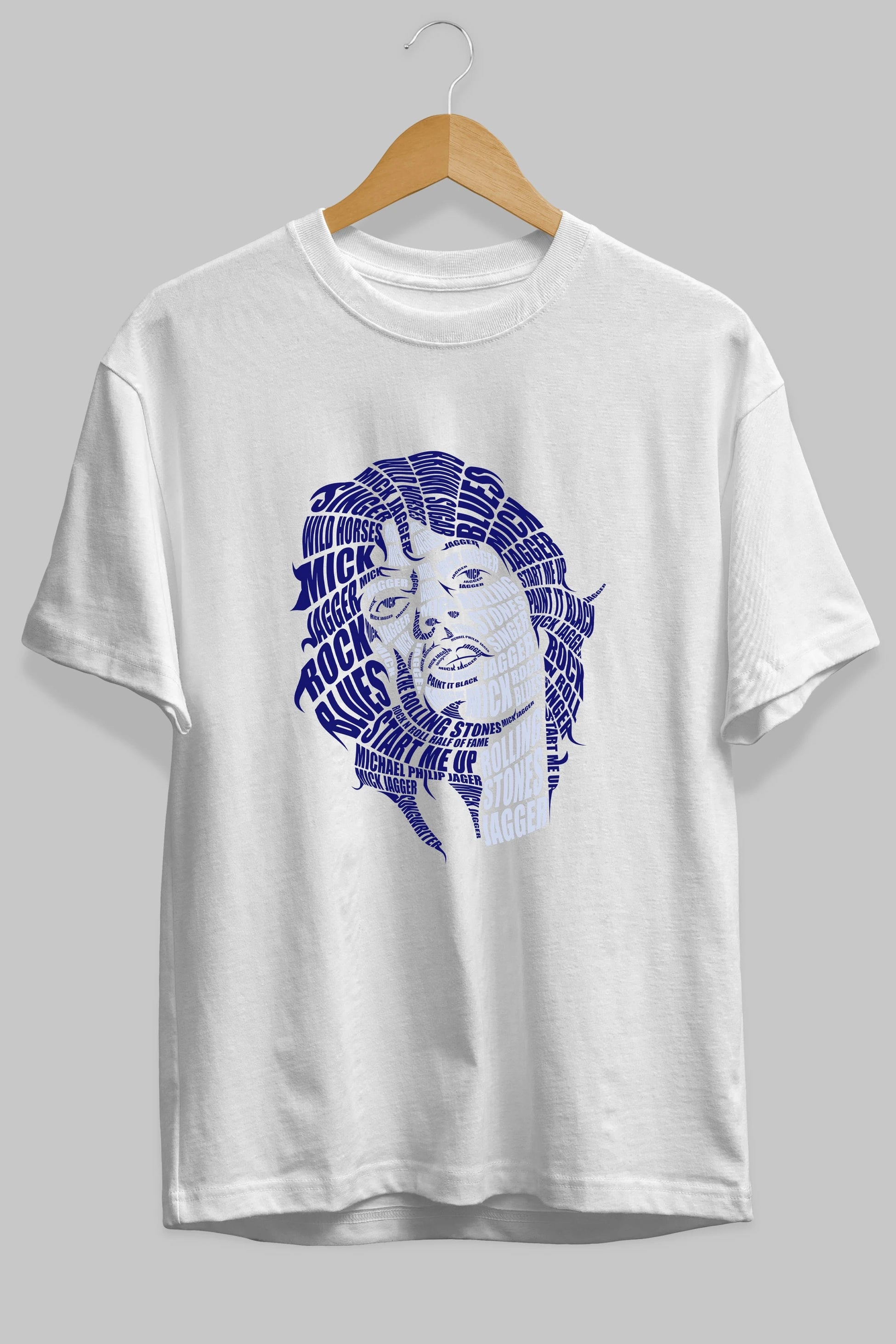 Mick Jagger Calligram Ön Baskılı Oversize t-shirt %100 pamuk Erkek Kadın Unisex