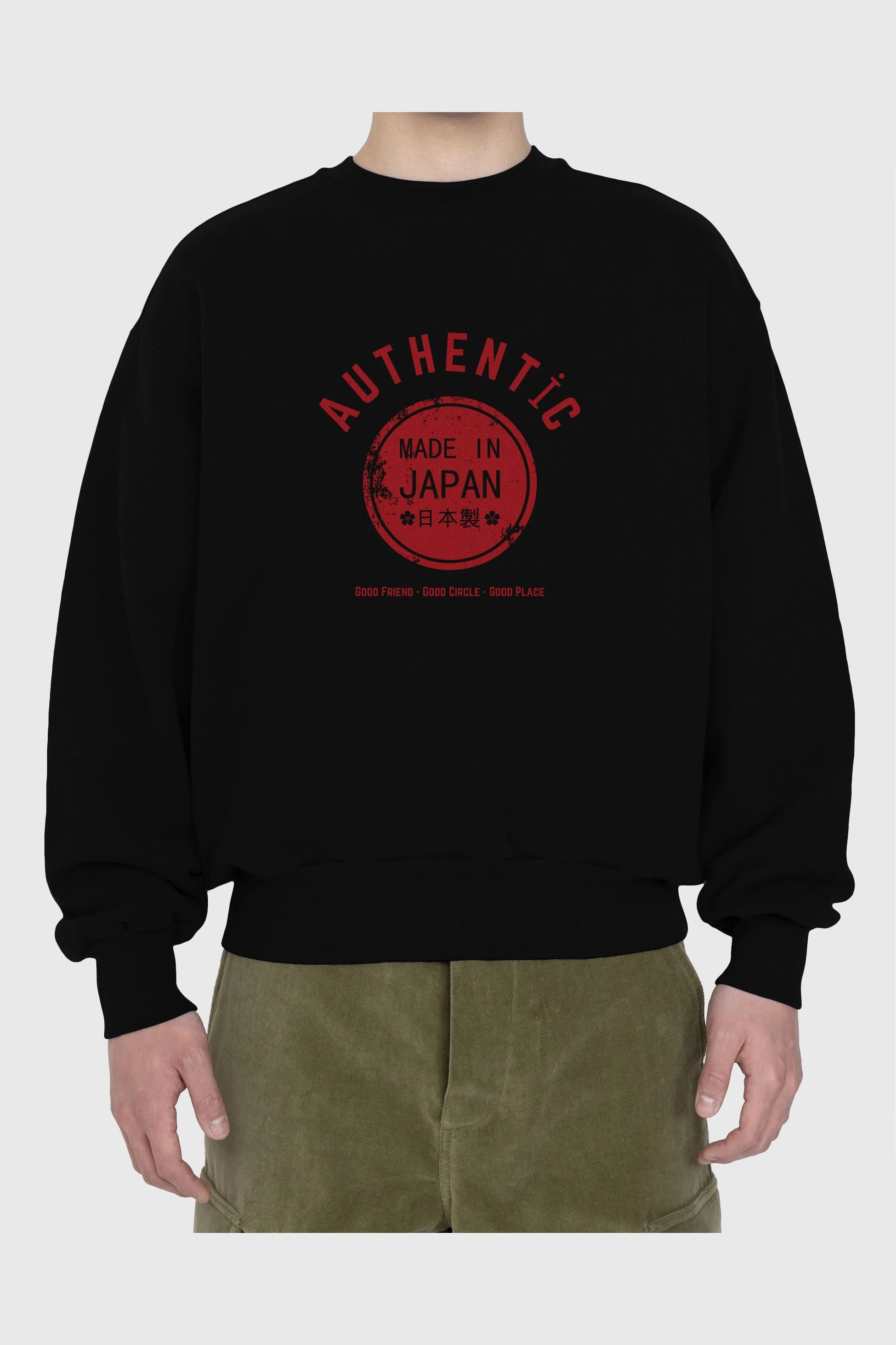 Authentic Japan Style Ön Baskılı Oversize Sweatshirt Erkek Kadın Unisex