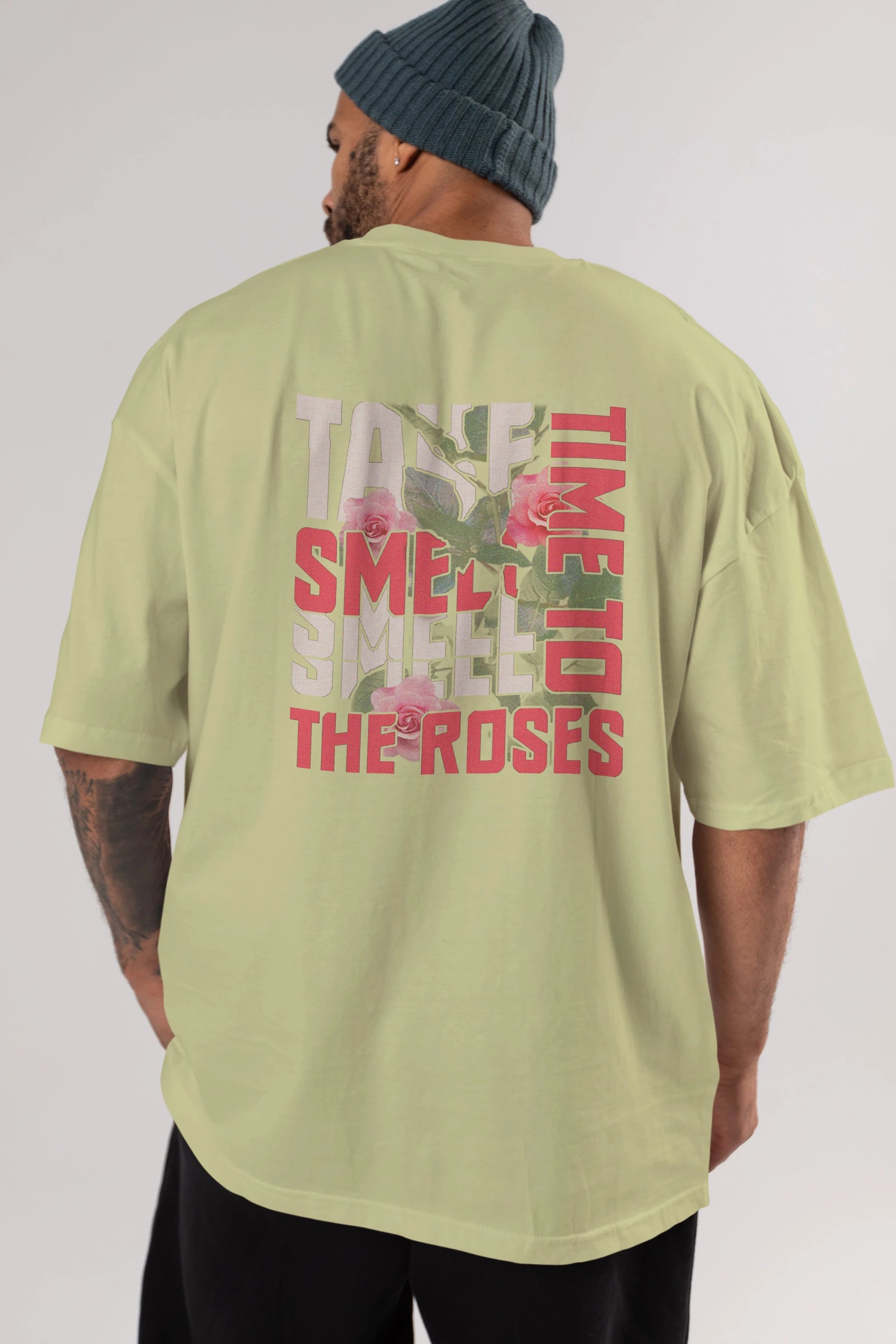 Take time to smell the roses Arka Baskılı Oversize t-shirt Erkek Kadın Unisex