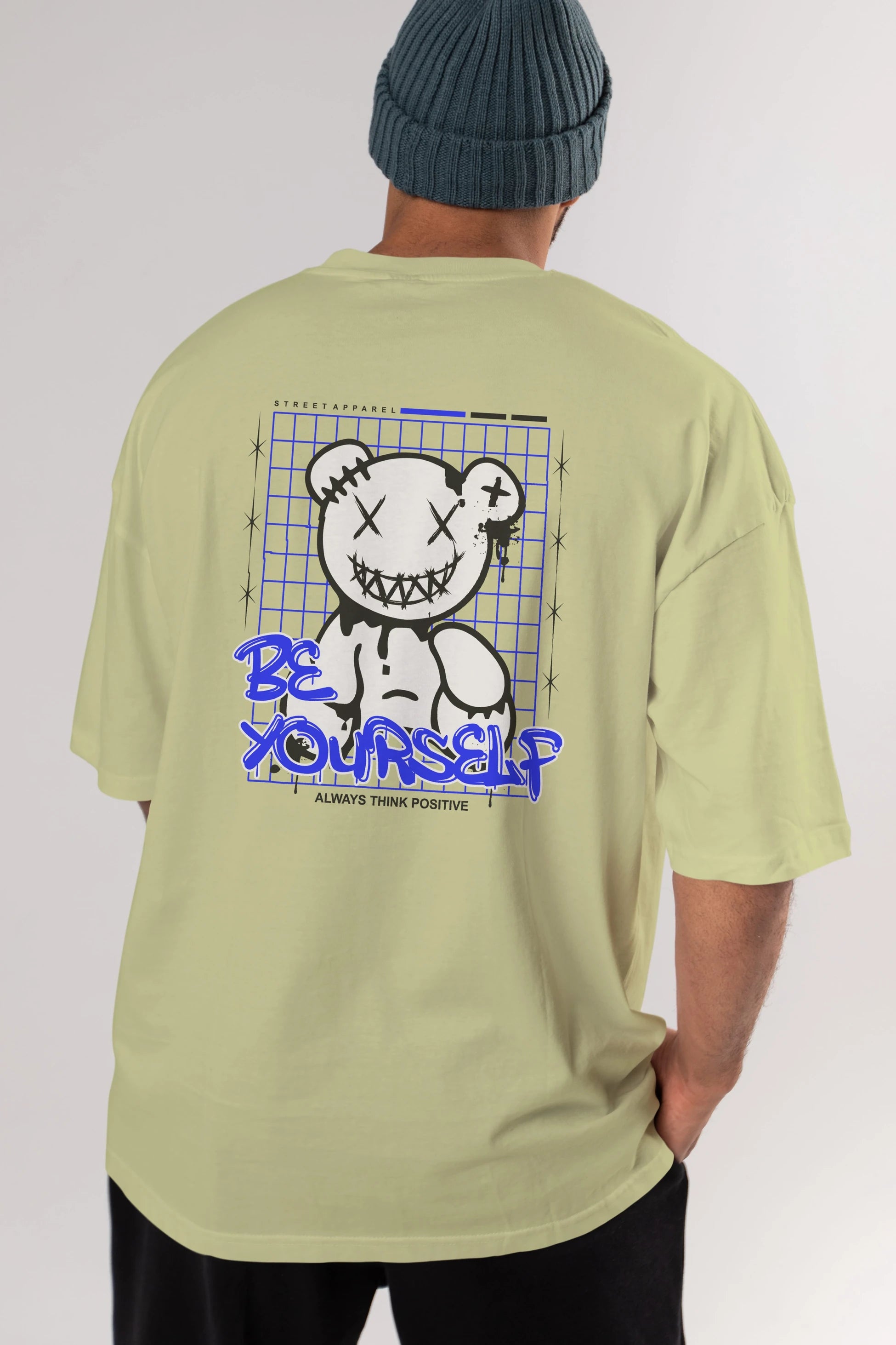 Teddy Bear Be Yourself Arka Baskılı Oversize t-shirt Erkek Kadın Unisex