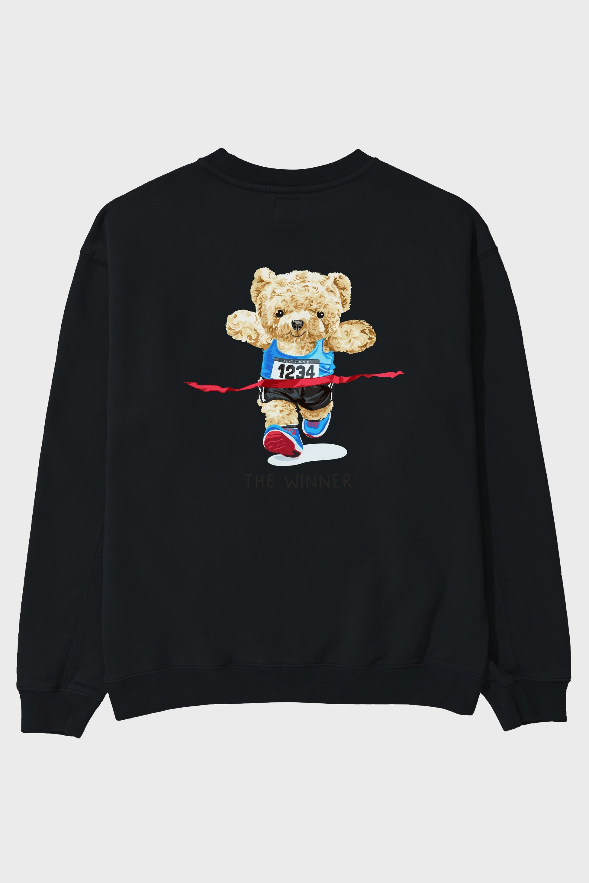 Teddy Bear The Winner Arka Baskılı Oversize Sweatshirt Erkek Kadın Unisex