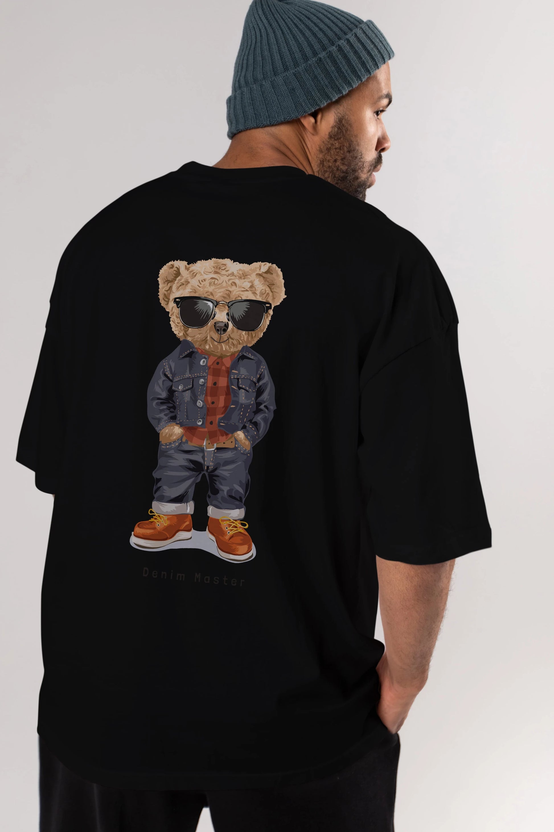 Teddy Bear Tarz Arka Baskılı Oversize t-shirt Erkek Kadın Unisex %100 Pamuk