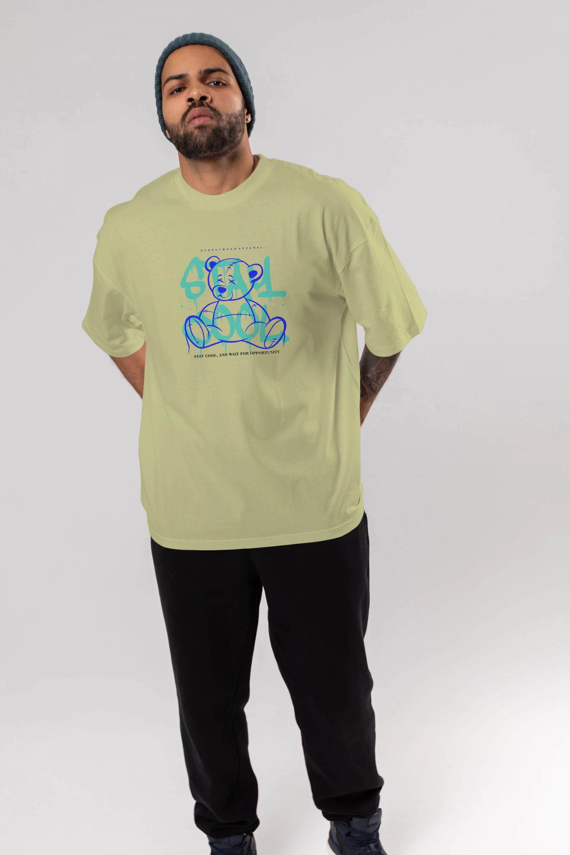 Teddy Bear Stay Cool 2 Ön Baskılı Oversize t-shirt Erkek Kadın Unisex