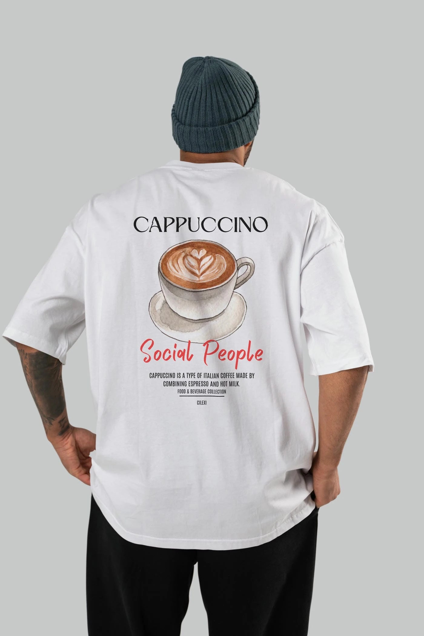 Cappuccino Kokteyl Serisi Baskılı Oversize t-shirt Erkek Kadın Unisex %100 Pamuk Bisiklet Yaka tişort