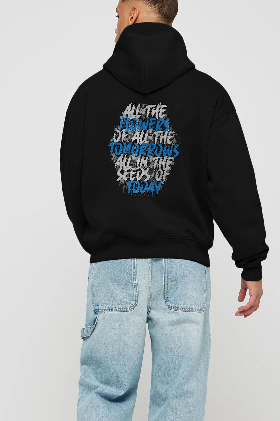 All The Flowers Arka Baskılı Hoodie Oversize Kapüşonlu Sweatshirt Erkek Kadın Unisex