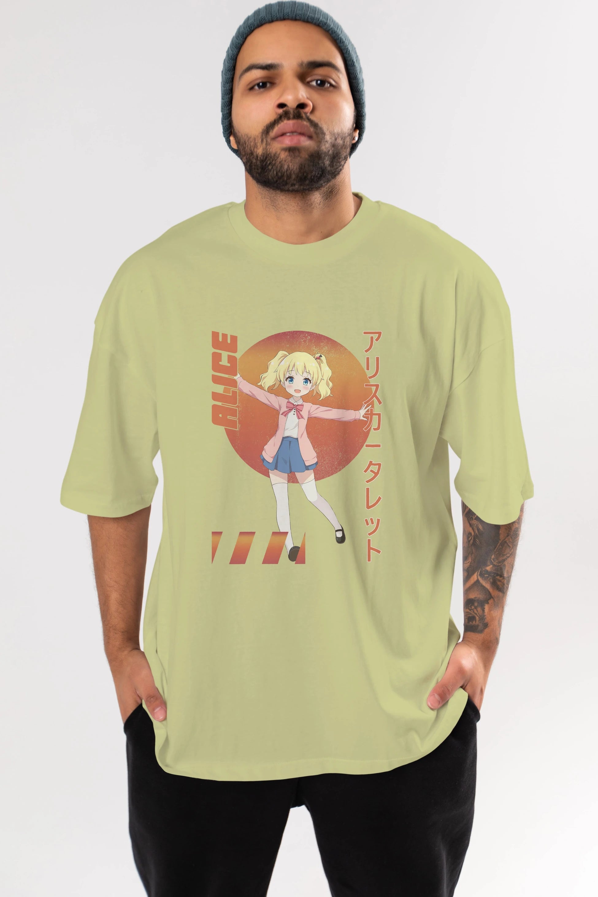 Alice Cartelet 15 Anime Ön Baskılı Oversize t-shirt %100 pamuk Erkek Kadın Unisex