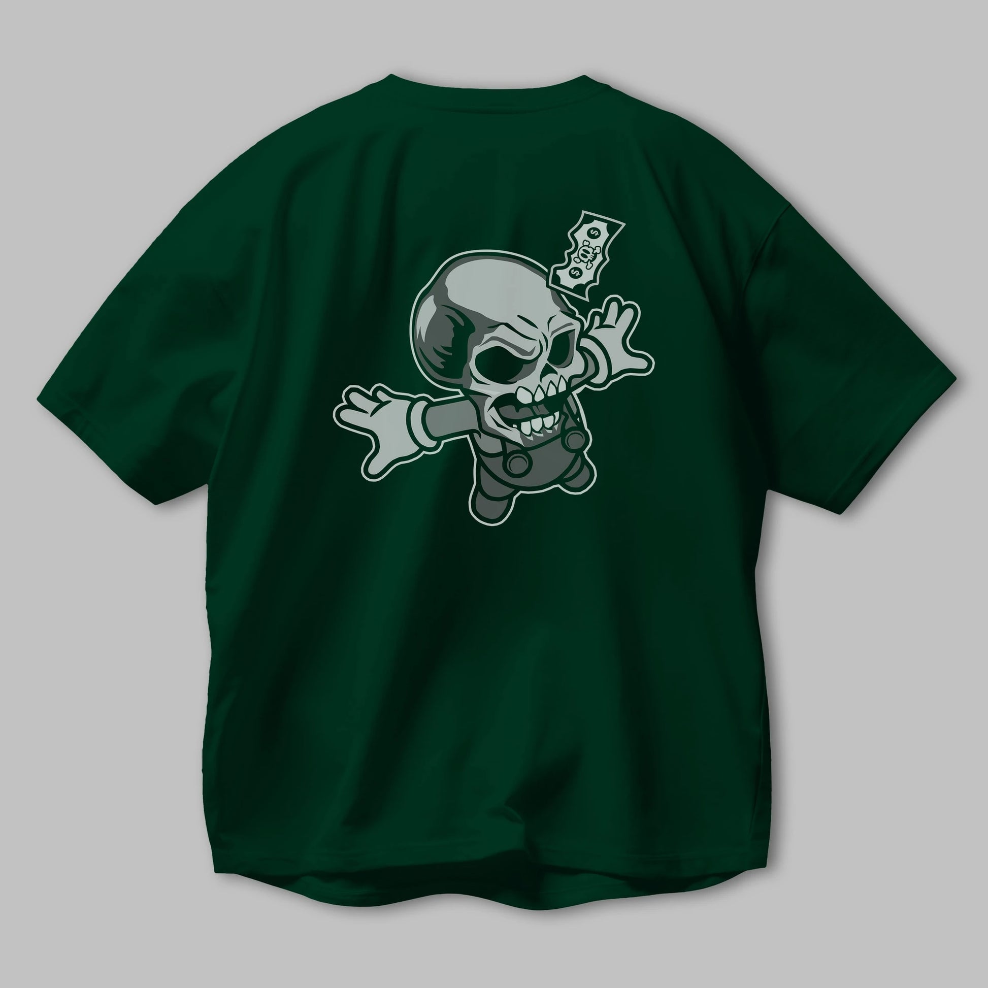 Skull Drowning Arka Baskılı Oversize t-shirt Erkek Kadın Unisex %100 Pamuk tişort