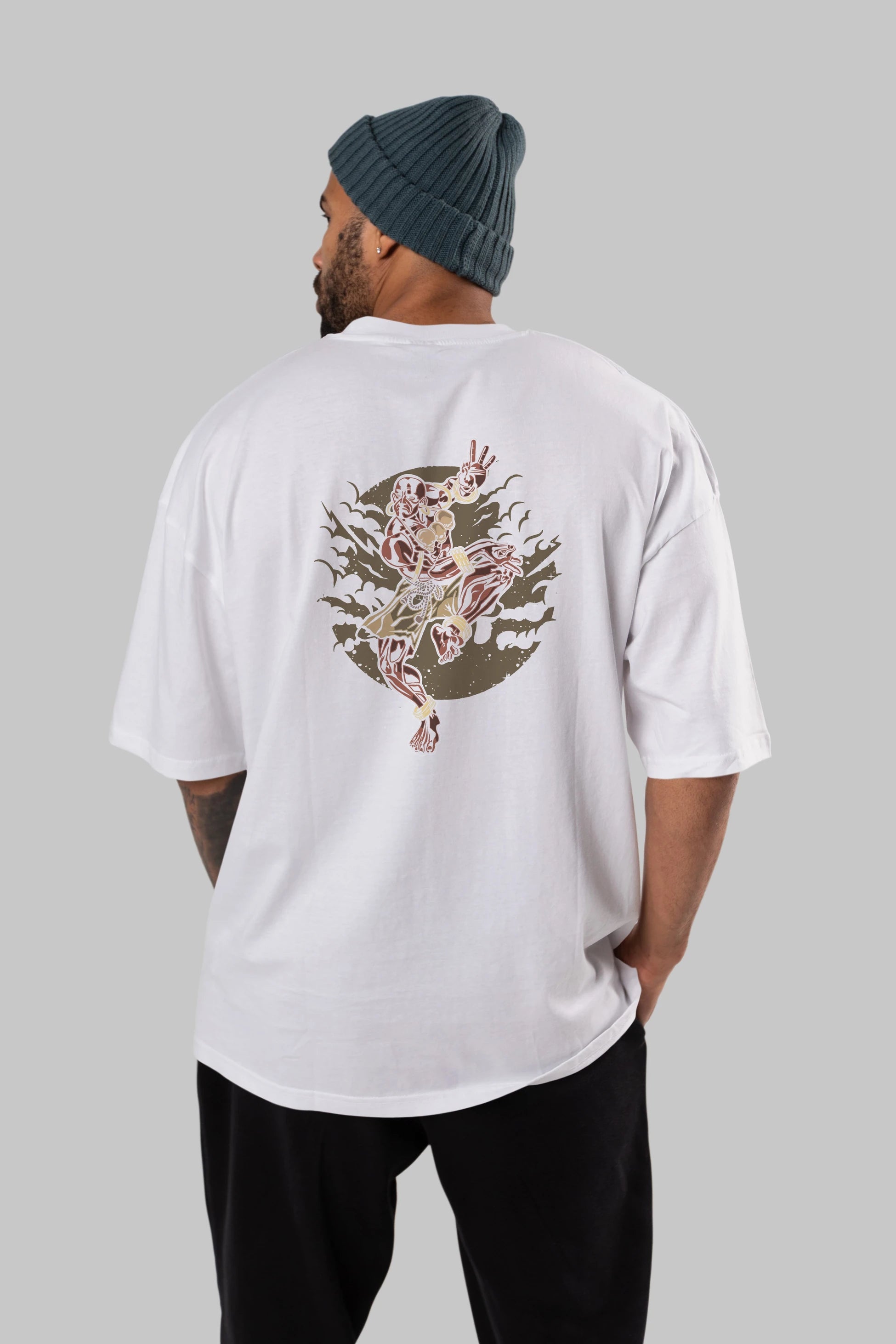 DHALSIM Arka Baskılı Oversize t-shirt Erkek Kadın Unisex %100 Pamuk