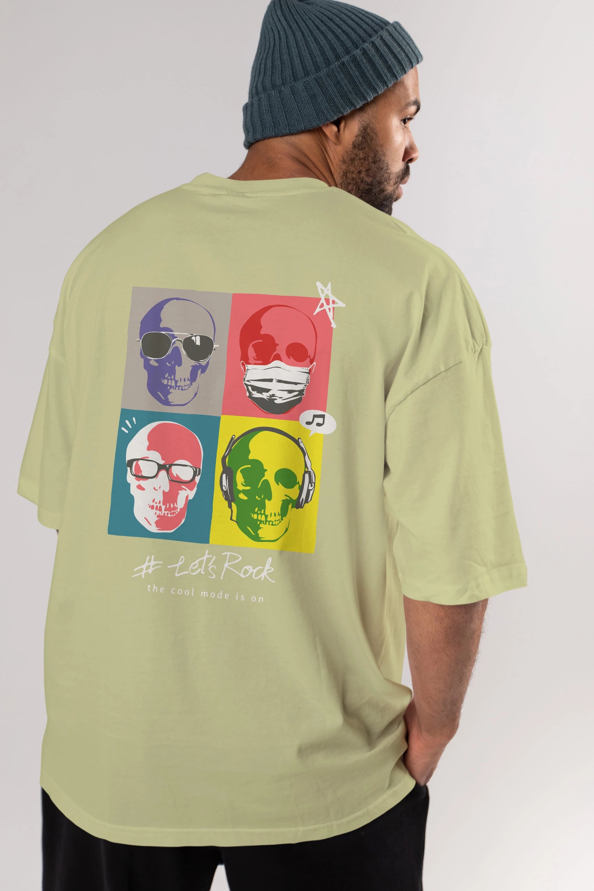 Lets Rock Arka Baskılı Oversize t-shirt Erkek Kadın Unisex