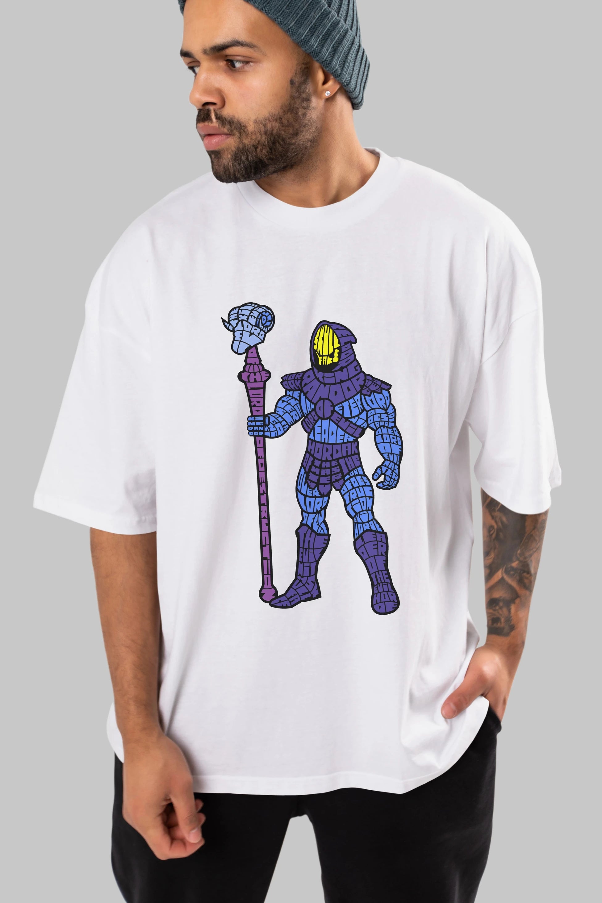 Skull Face Ön Baskılı Oversize t-shirt %100 pamuk Erkek Kadın Unisex