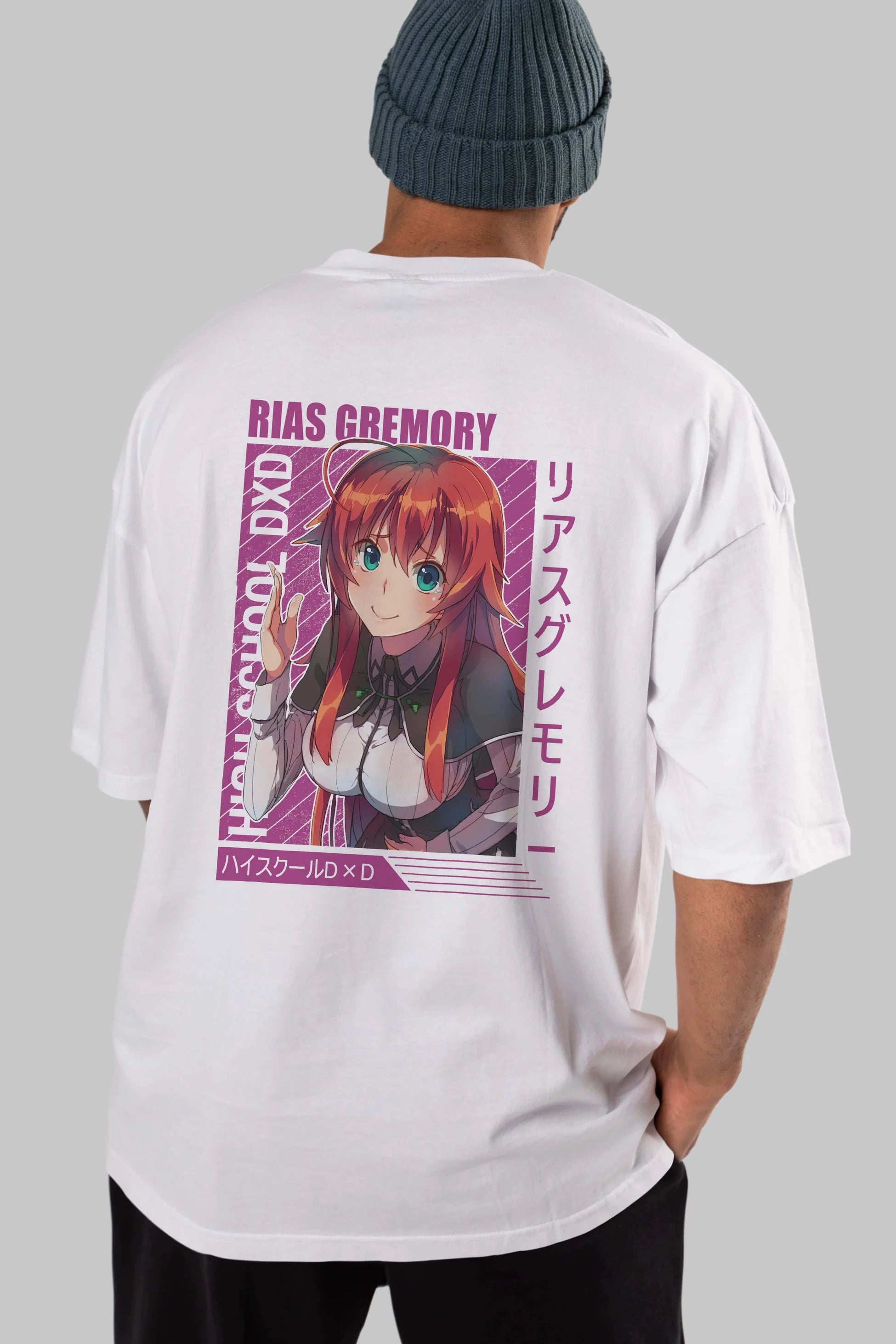 Rias Gremory 10 Anime Arka Baskılı Oversize t-shirt Erkek Kadın Unisex