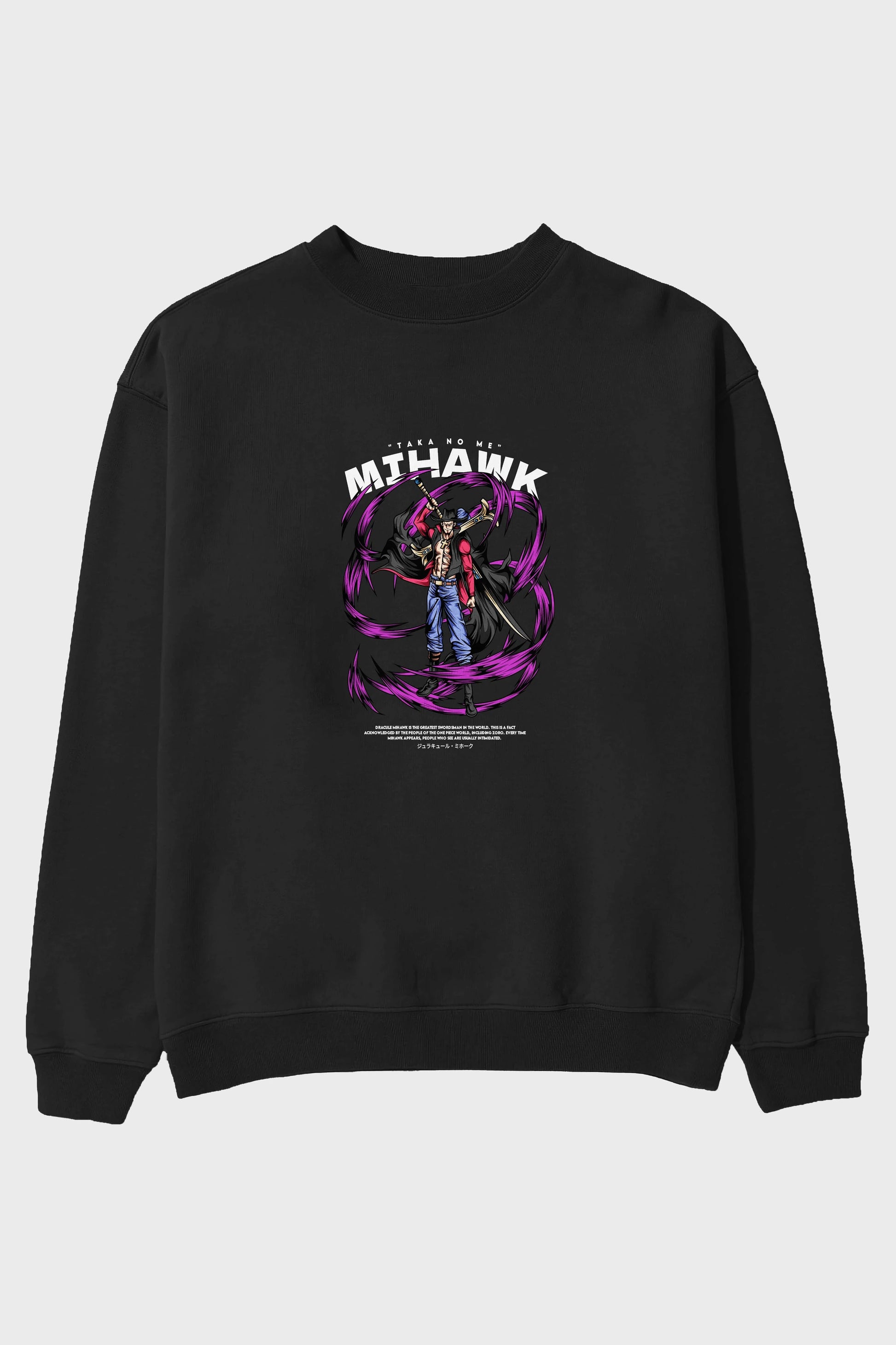 Mihawk Anime Ön Baskılı Oversize Sweatshirt Erkek Kadın Unisex