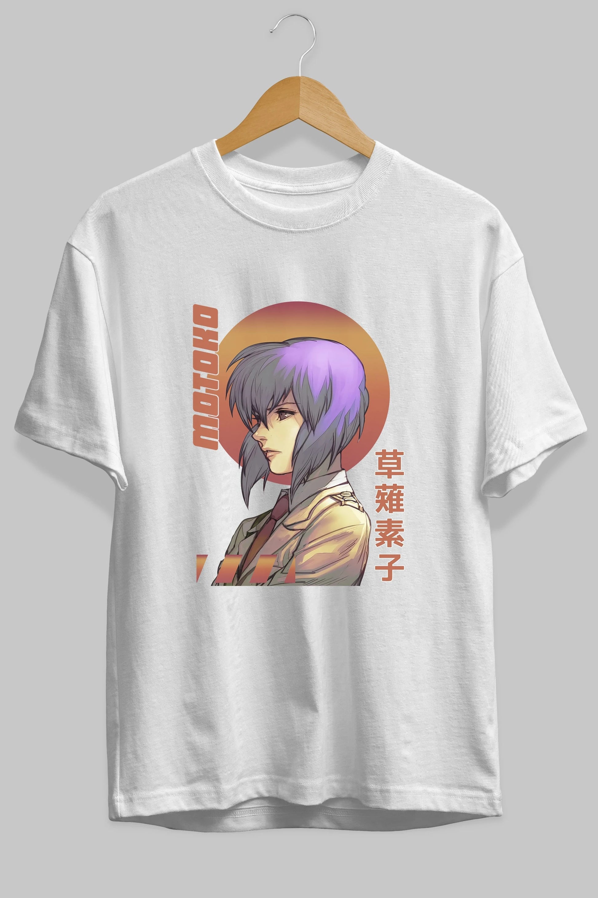 Motoko Kusanagi 10 Anime Ön Baskılı Oversize t-shirt %100 pamuk Erkek Kadın Unisex
