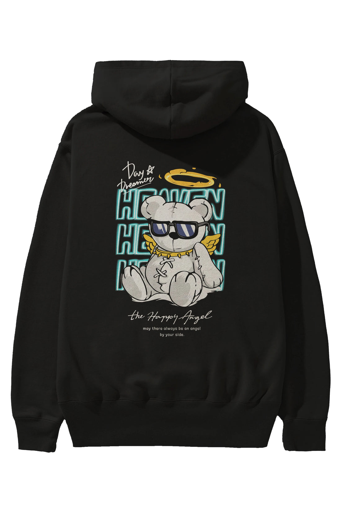 Heaven Bear Arka Baskılı Hoodie Oversize Kapüşonlu Sweatshirt Erkek Kadın Unisex