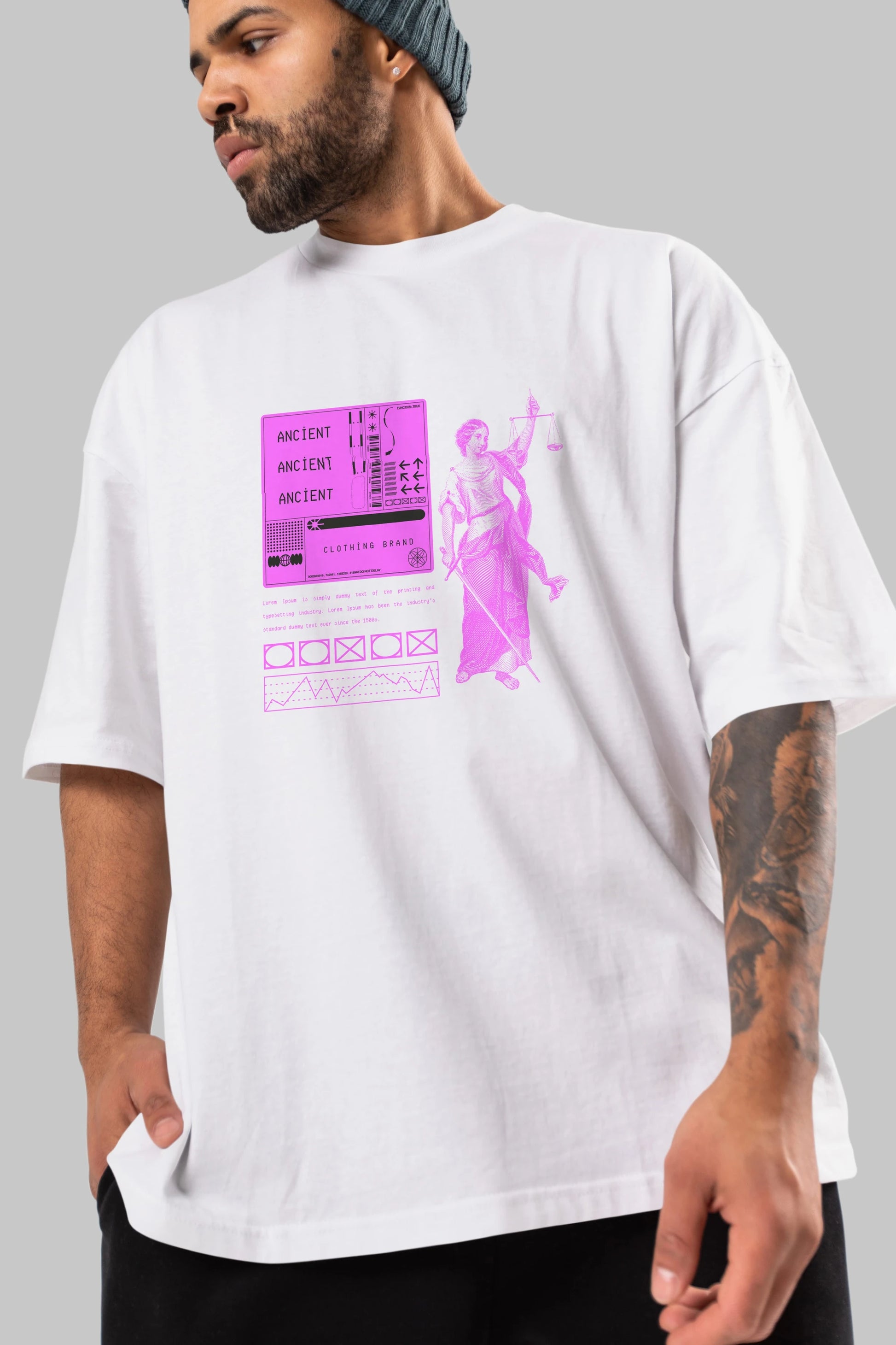 Ancient Streetwear Ön Baskılı Oversize t-shirt Erkek Kadın Unisex