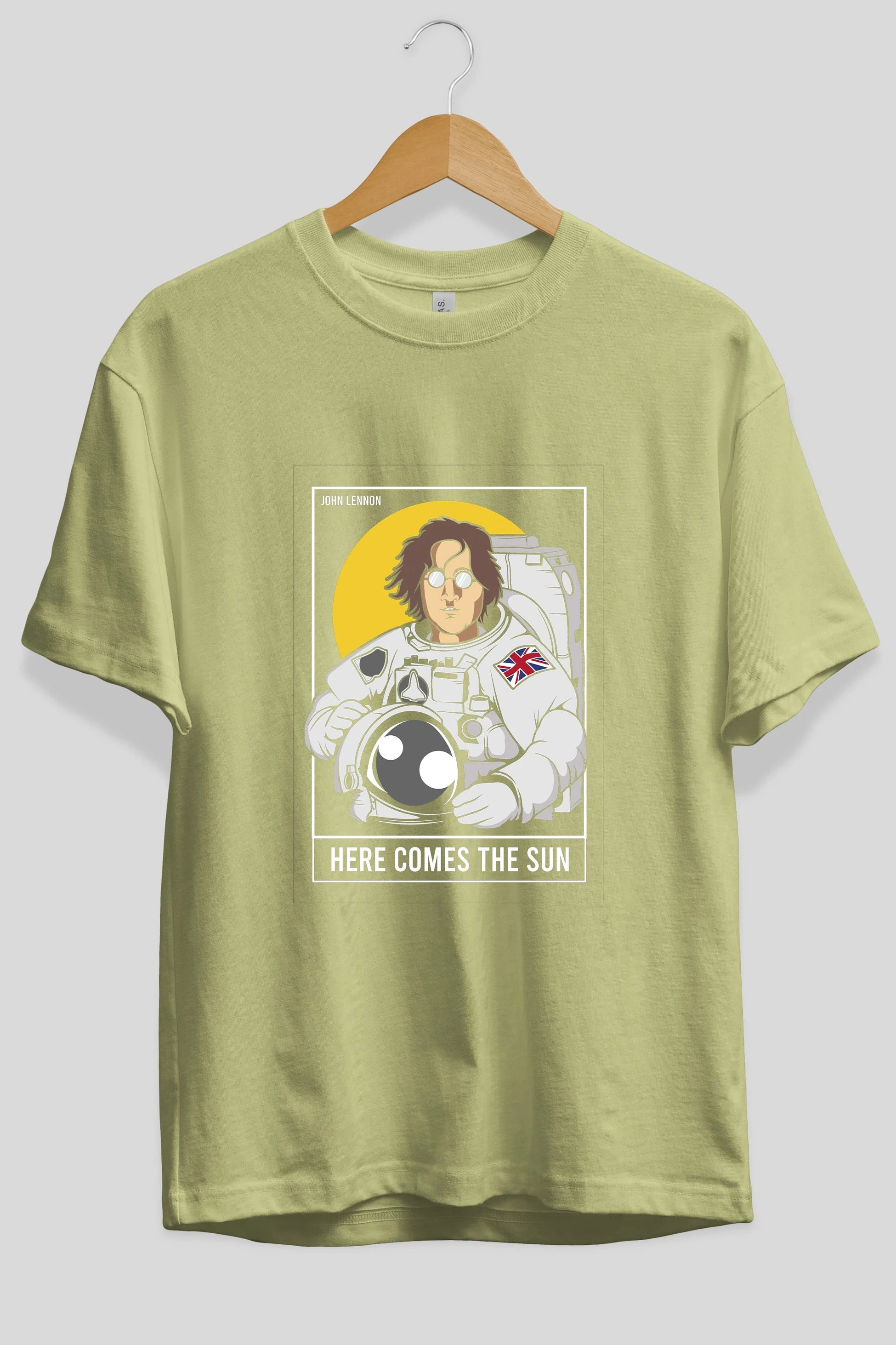 John Lennon Astronot Ön Baskılı Oversize t-shirt Erkek Kadın Unisex %100 Pamuk tişort
