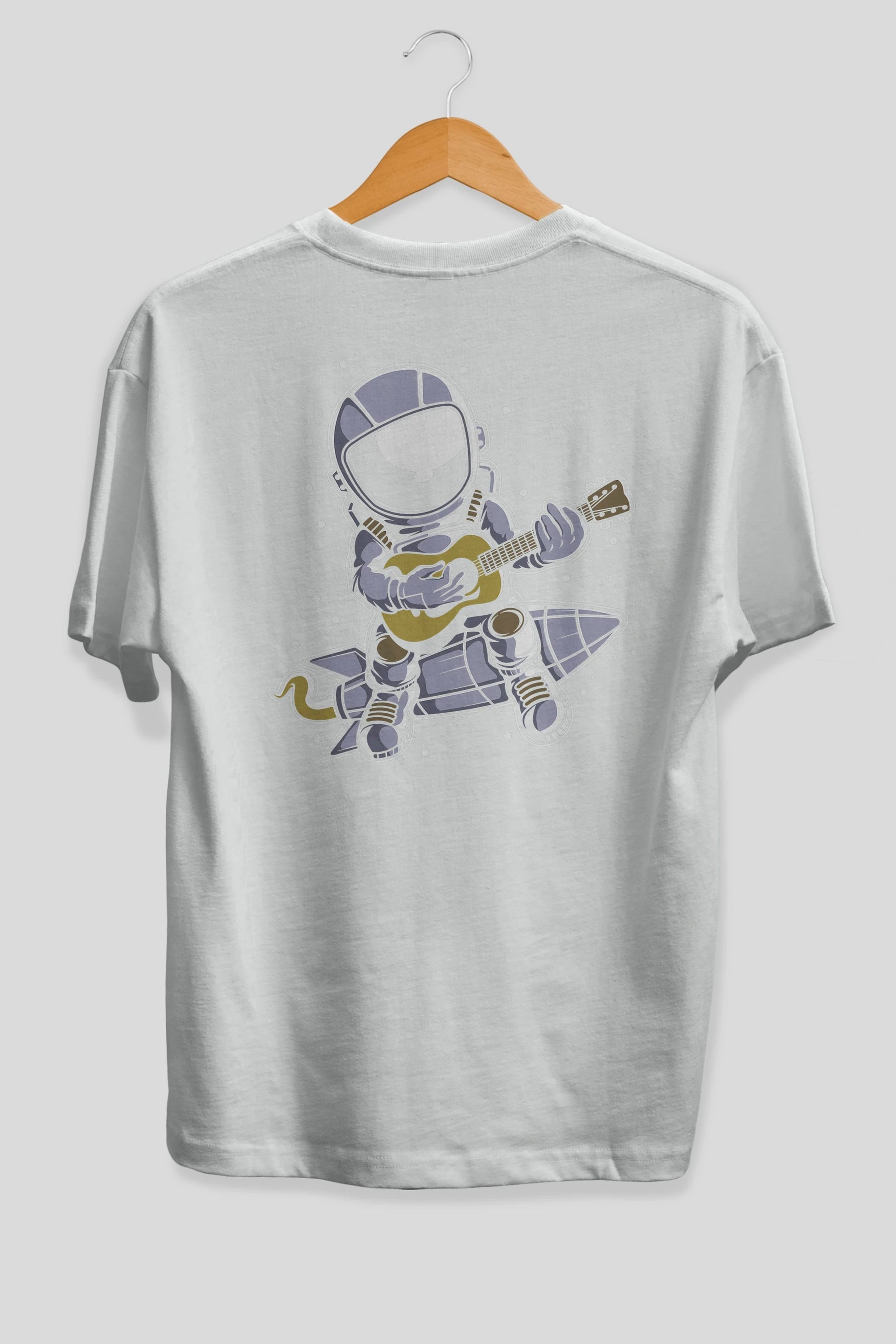 Astronaut Guitar (2) Arka Baskılı Oversize t-shirt Erkek Kadın Unisex