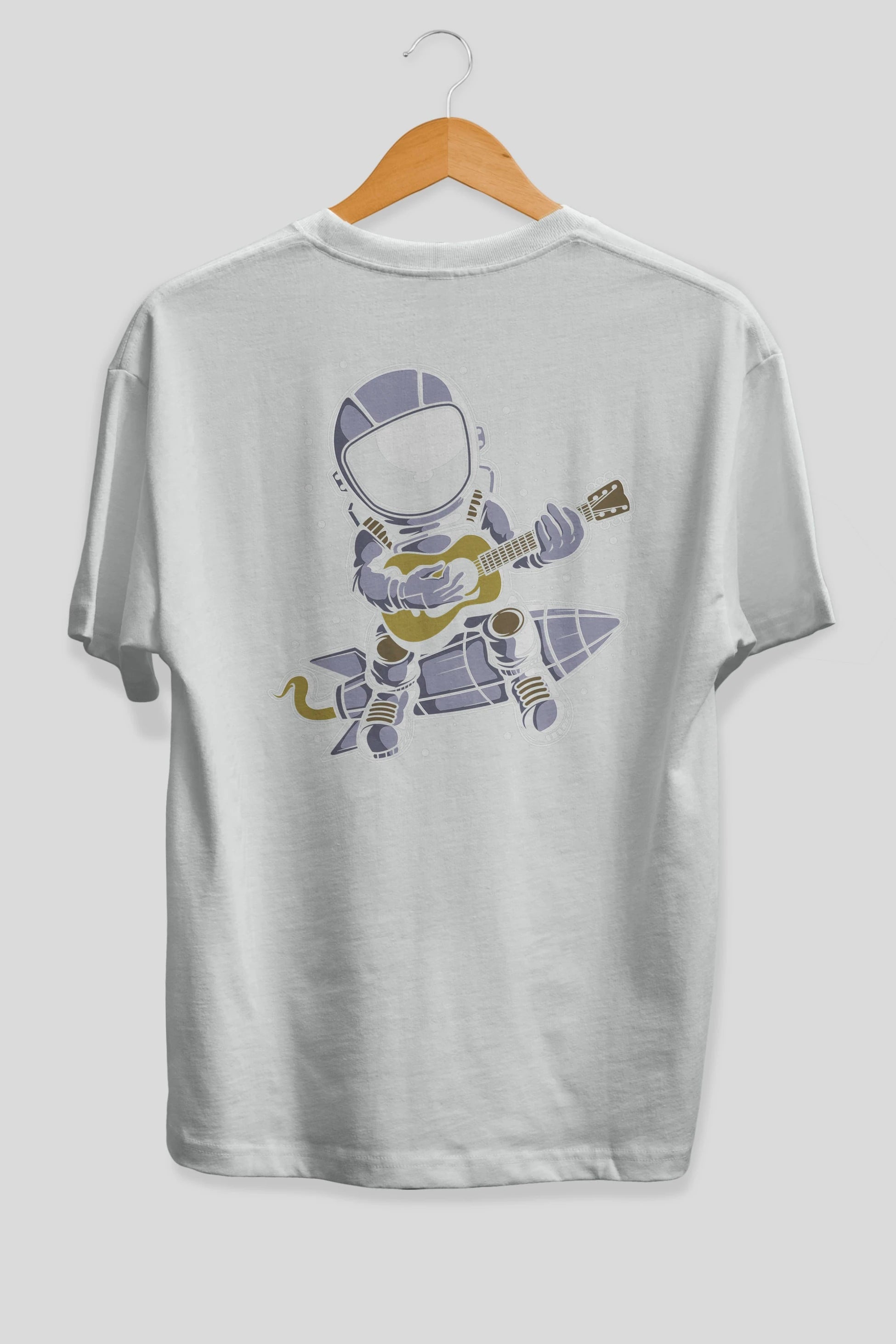 Astronaut Guitar (2) Arka Baskılı Oversize t-shirt Erkek Kadın Unisex