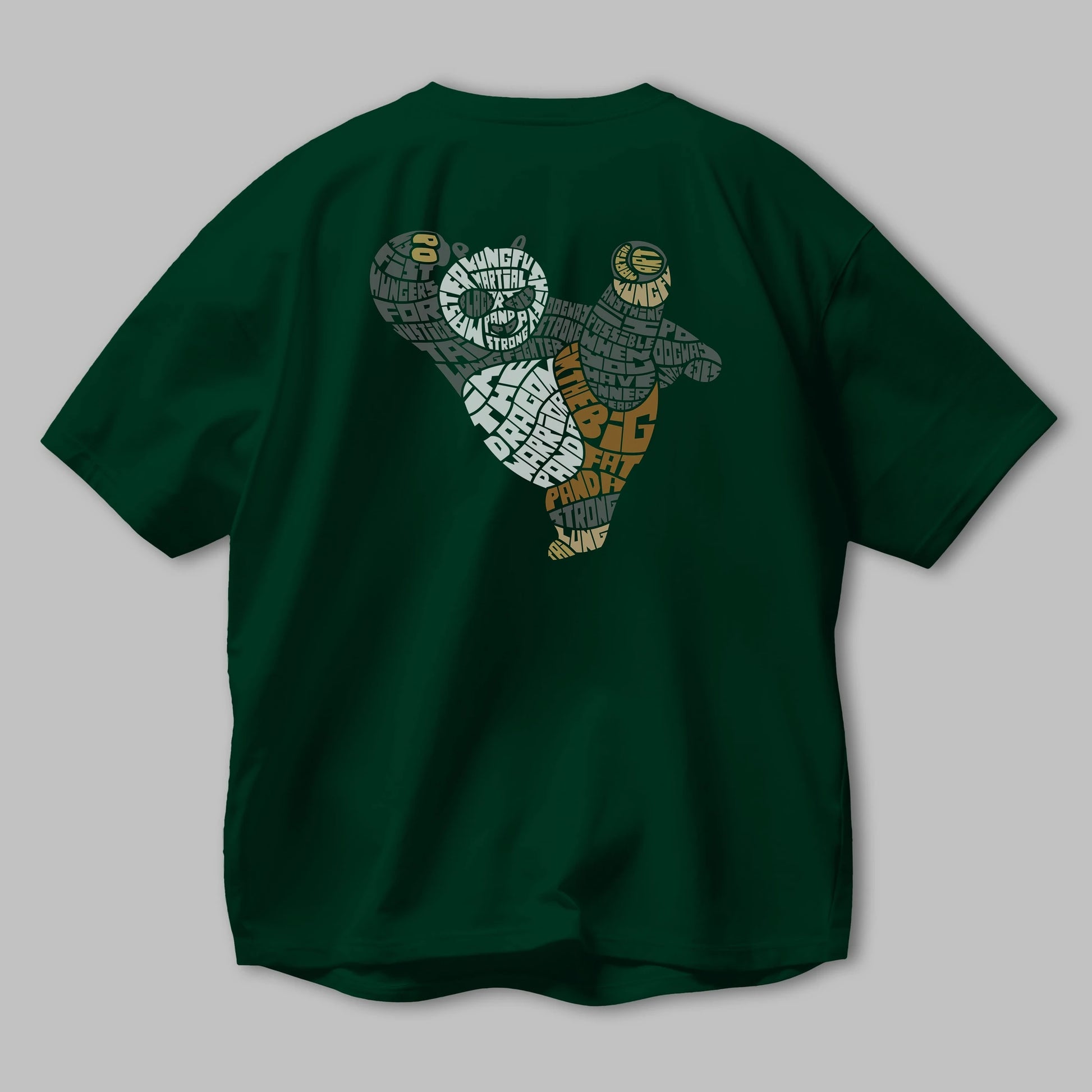 Warrior Panda Arka Baskılı Oversize t-shirt %100 pamuk Erkek Kadın Unisex