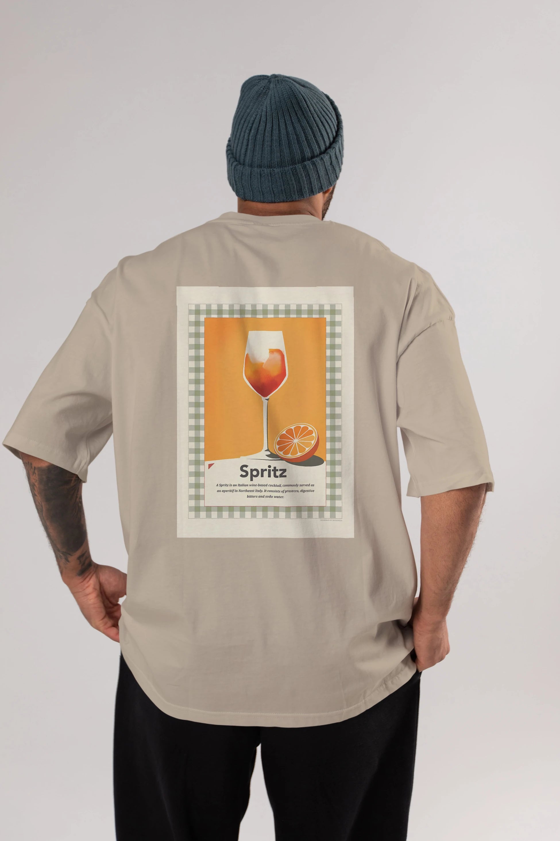 Aperol Spritz 5 Arka Baskılı Oversize t-shirt Erkek Kadın Unisex %100 Pamuk Bisiklet Yaka tişort