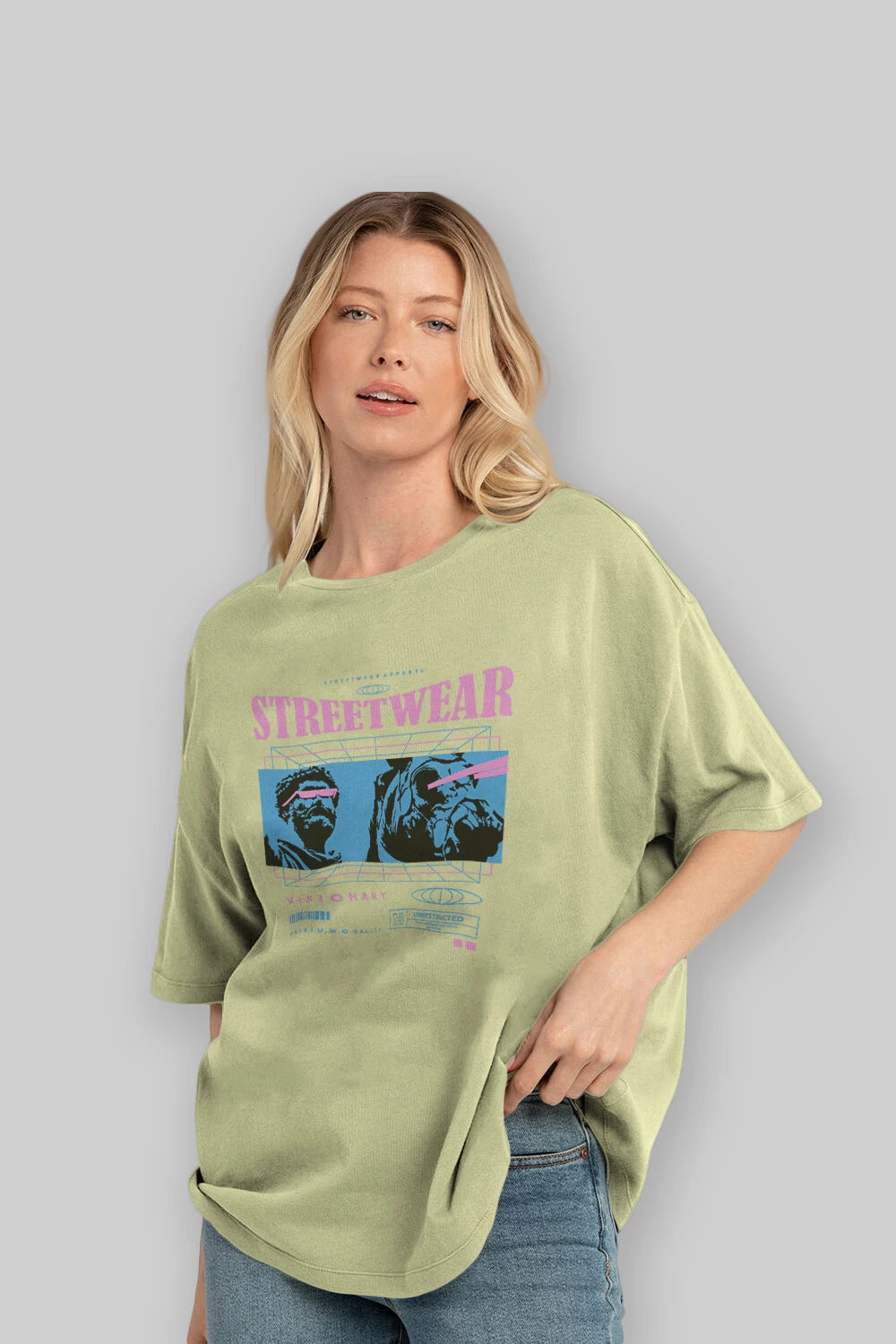 Streetwear Visionary Ön Baskılı Oversize t-shirt Erkek Kadın Unisex
