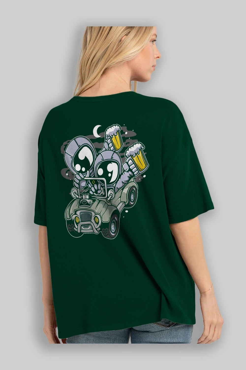 Astronaut Offroad Arka Baskılı Oversize t-shirt Erkek Kadın Unisex
