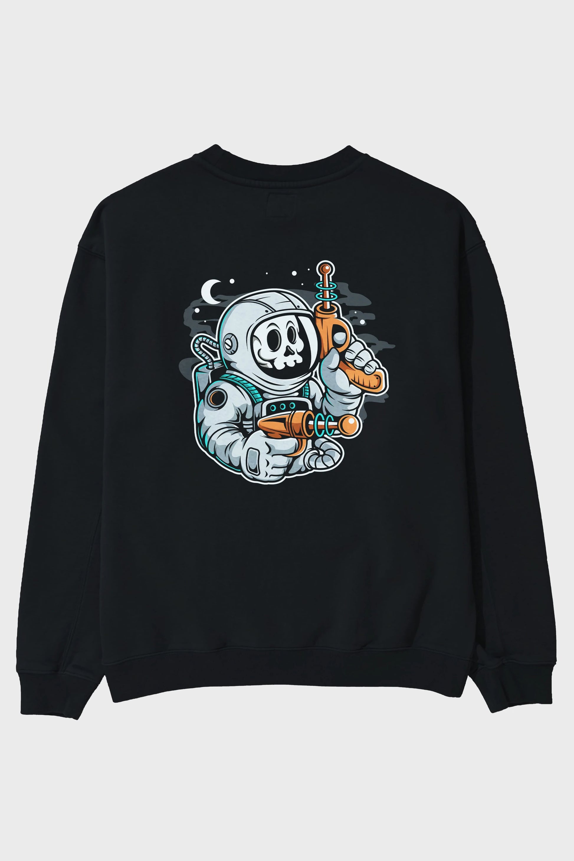 Astronaut Ray Gun Arka Baskılı Oversize Sweatshirt Erkek Kadın Unisex