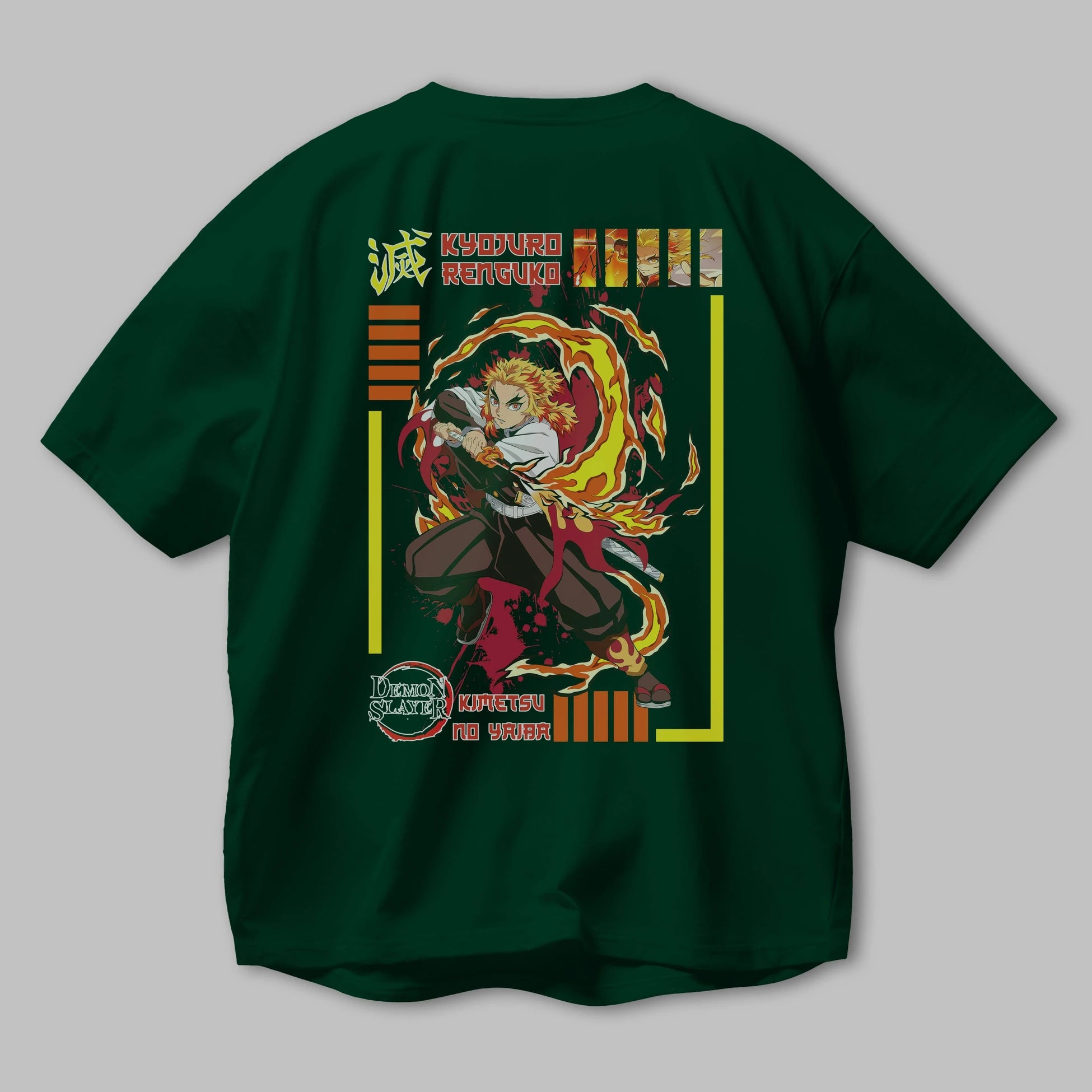 KYOJURO RENGOKU Anime Arka Baskılı Oversize t-shirt Erkek Kadın Unisex