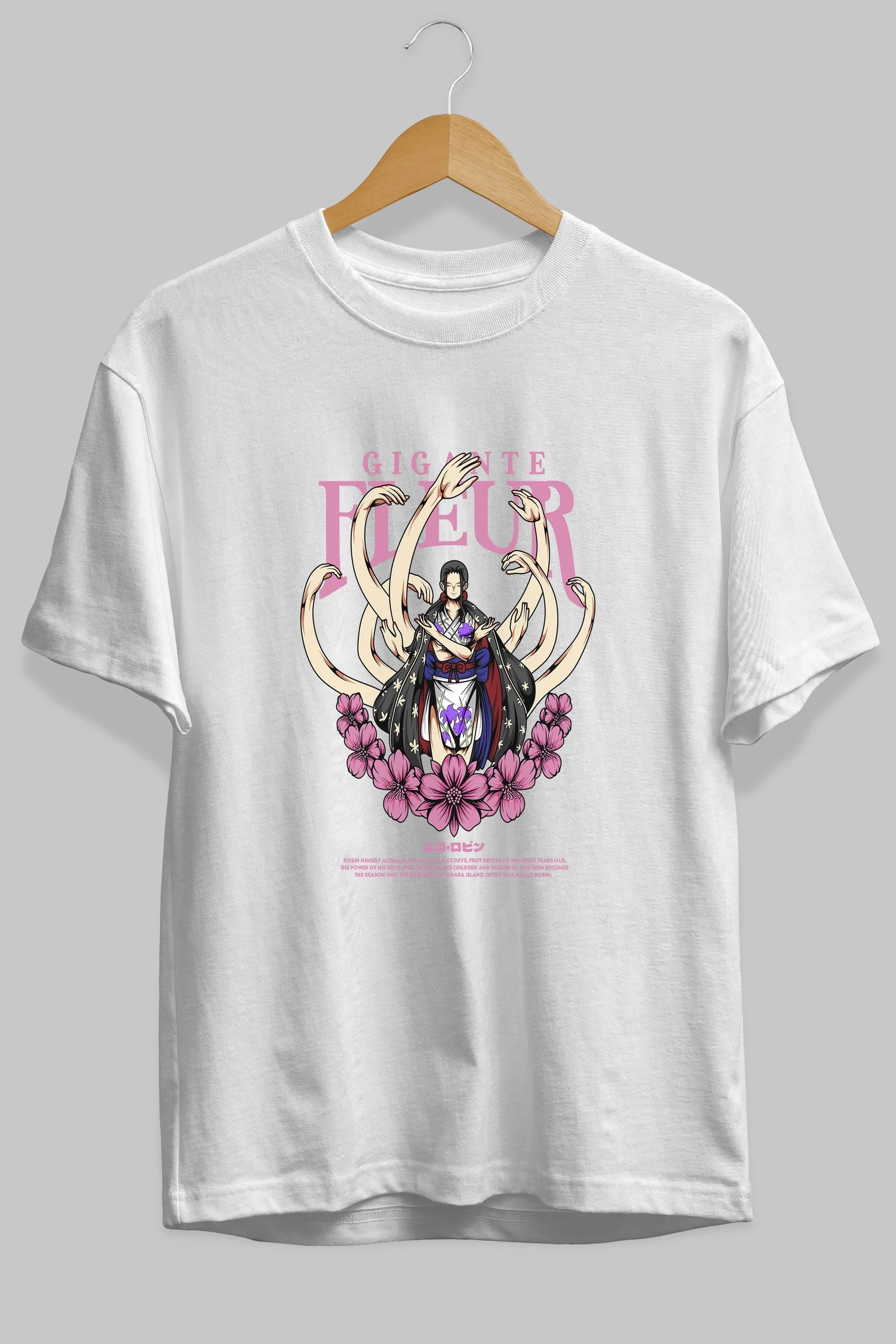 Gigante Fleur Anime Ön Baskılı Oversize t-shirt %100 pamuk Erkek Kadın Unisex