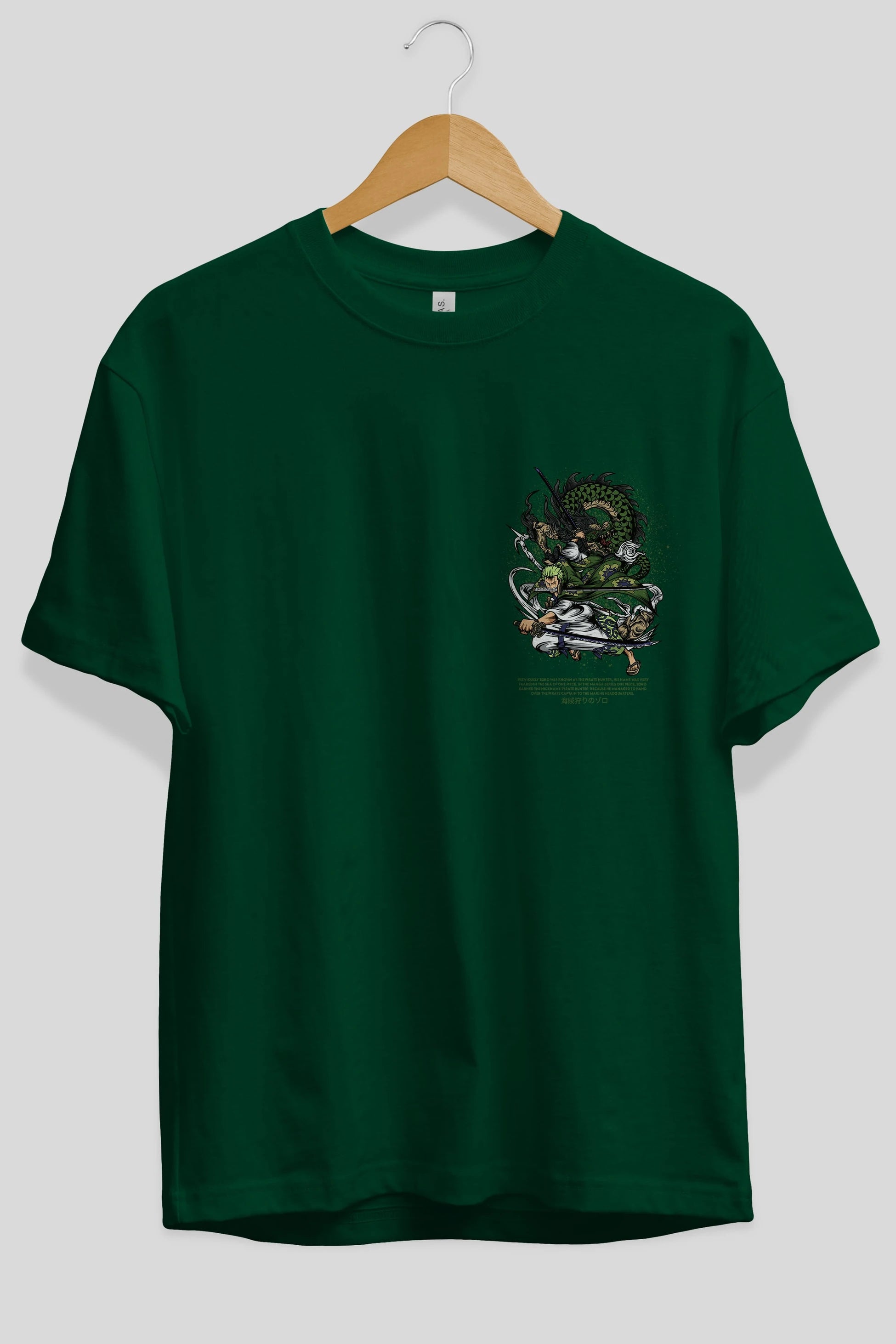 Zoro Ön Sol Baskılı Oversize t-shirt Erkek Kadın Unisex %100 Pamuk Bisiklet Yaka tişort
