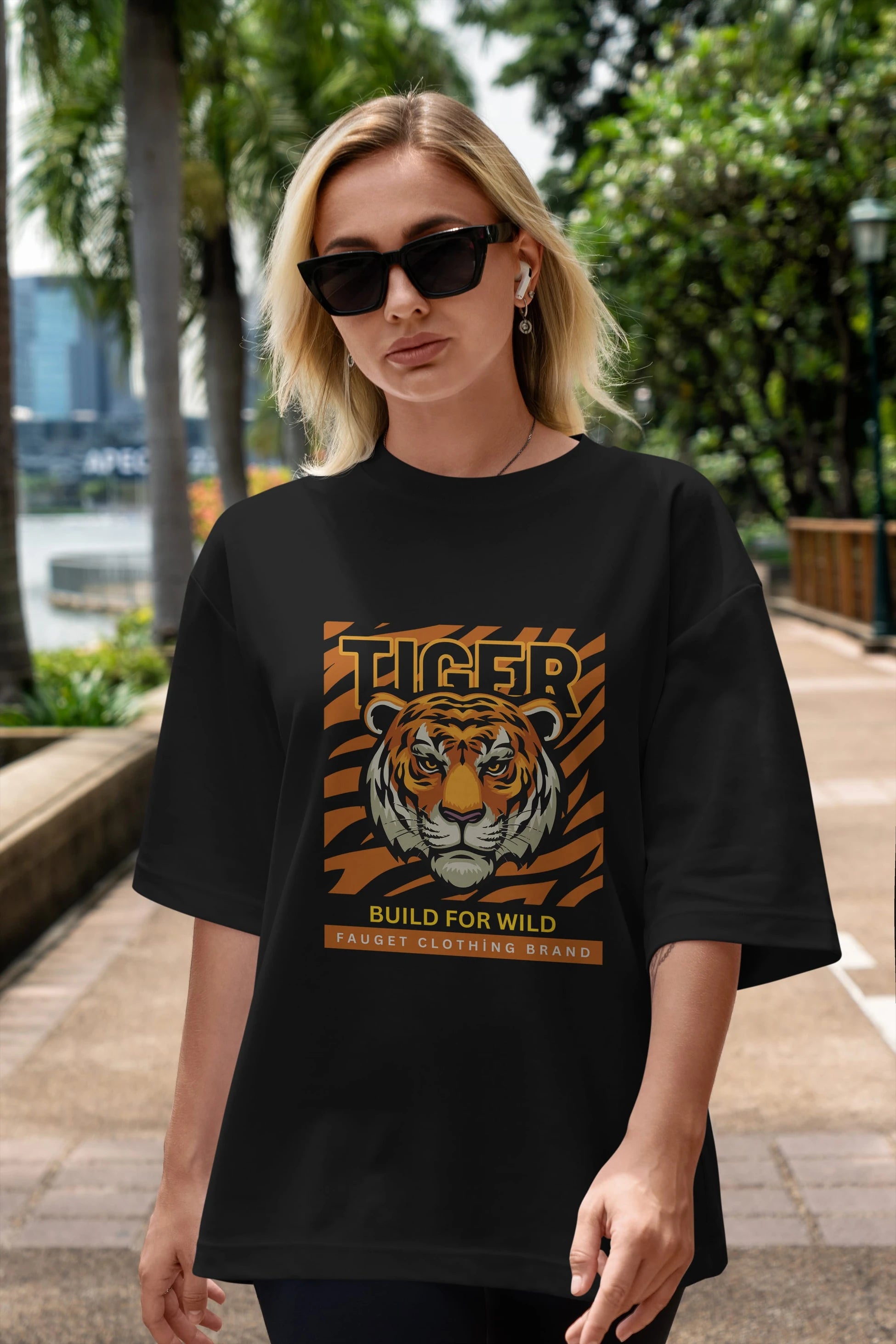 Tiger Ön Baskılı Oversize t-shirt Erkek Kadın Unisex