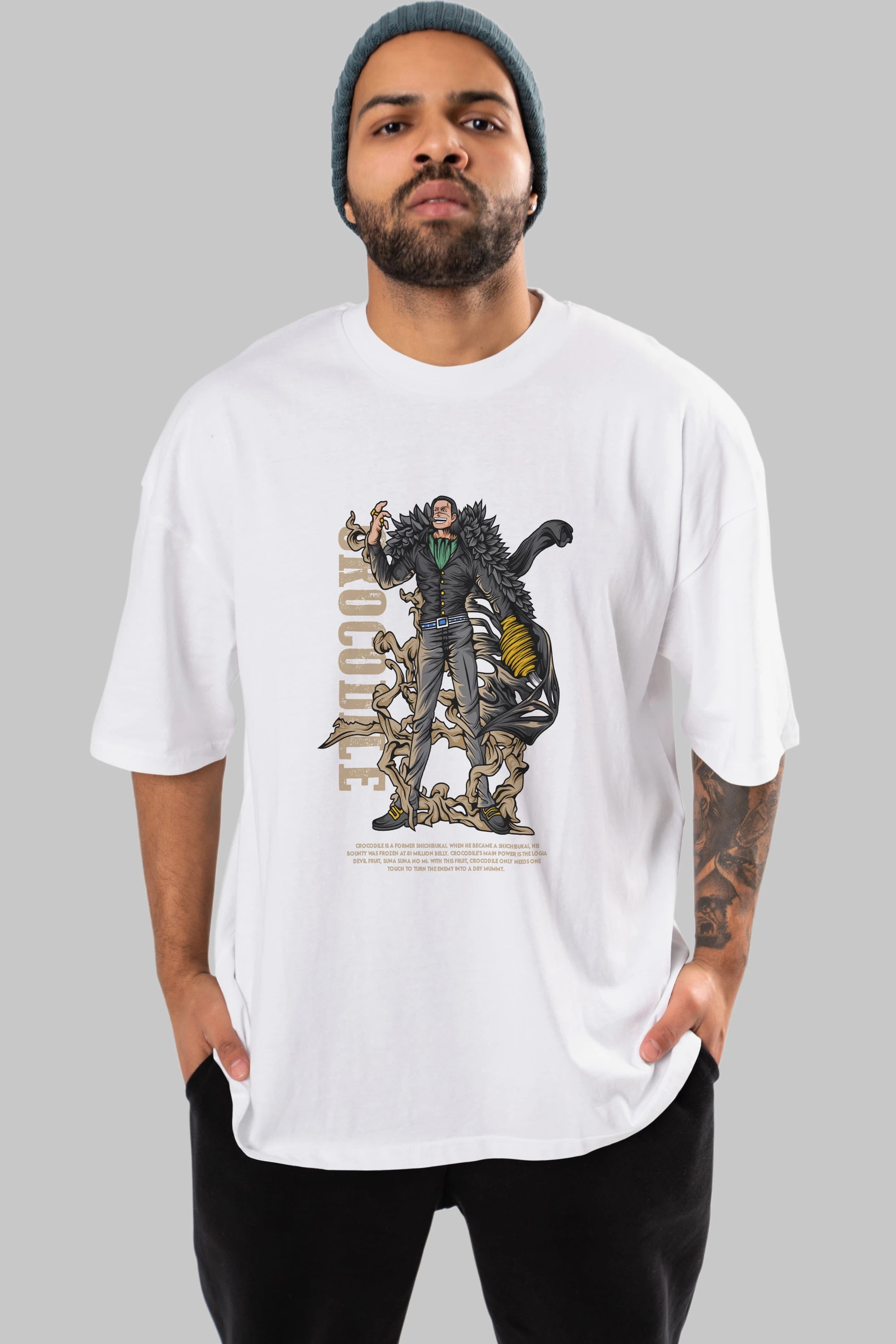 Crocodile Anime Ön Baskılı Oversize t-shirt %100 pamuk Erkek Kadın Unisex