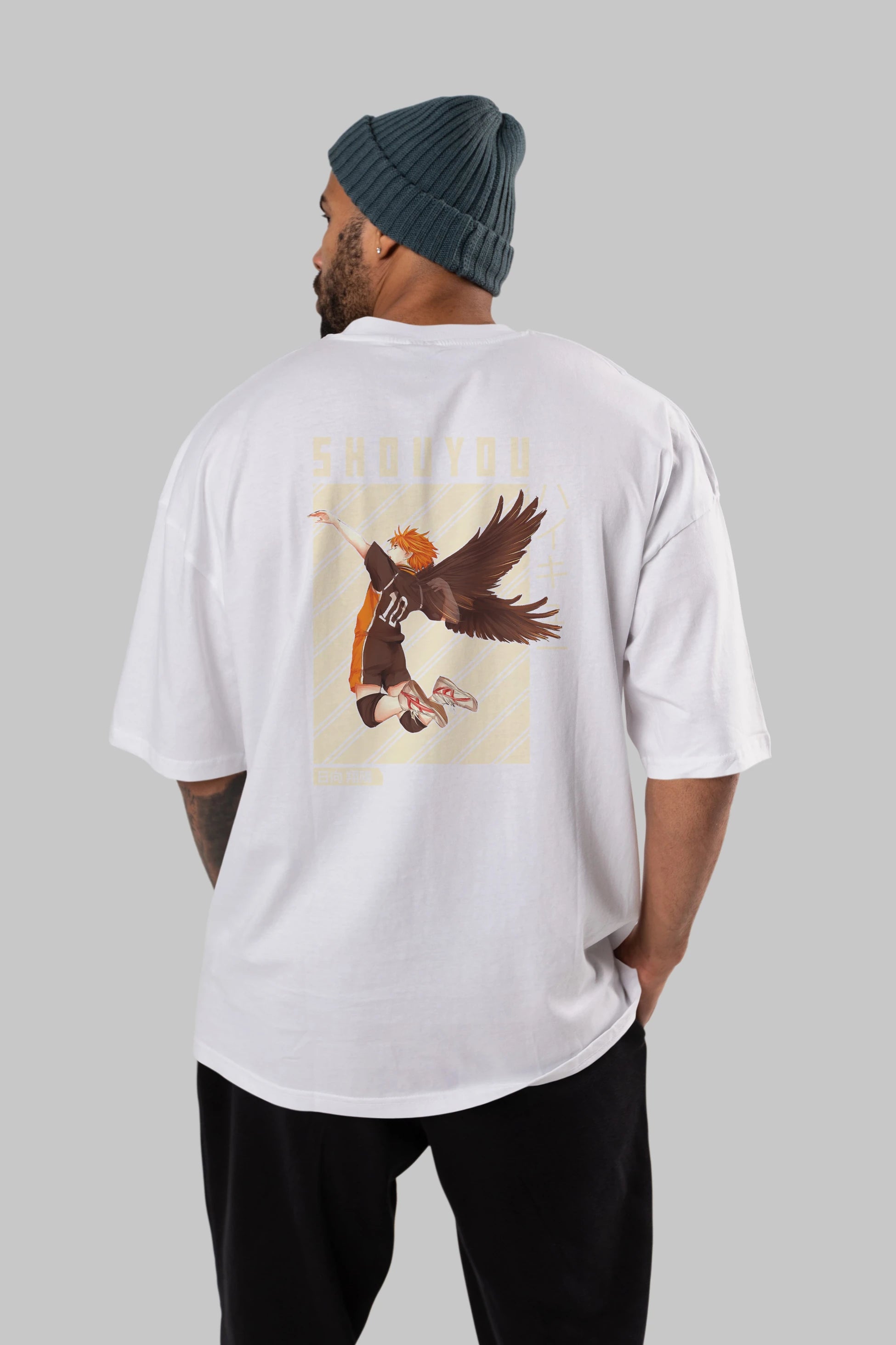 Shouyou Hinata 3 Anime Arka Baskılı Oversize t-shirt Erkek Kadın Unisex