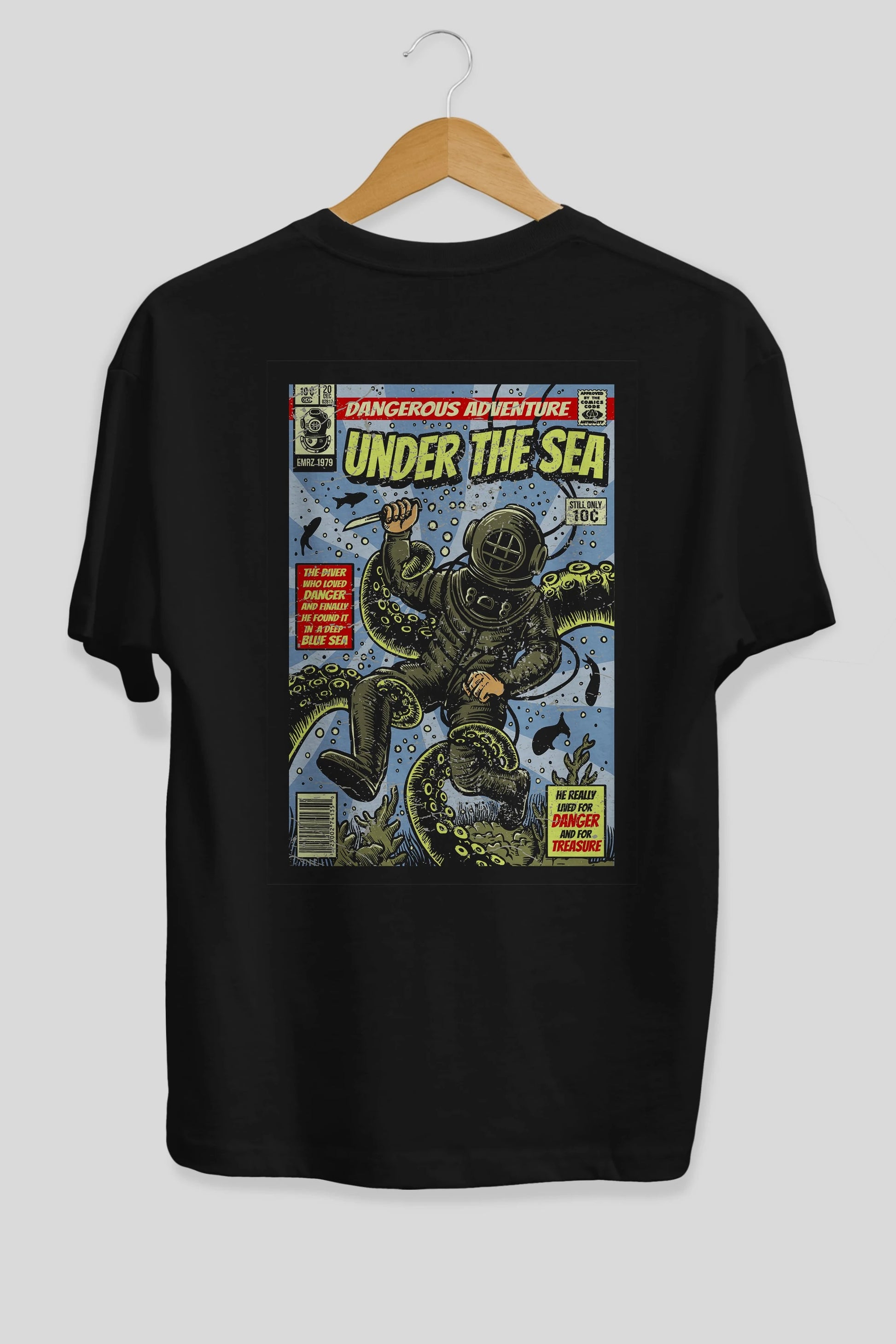 Under The Sea Arka Baskılı Oversize t-shirt Erkek Kadın Unisex %100 Pamuk