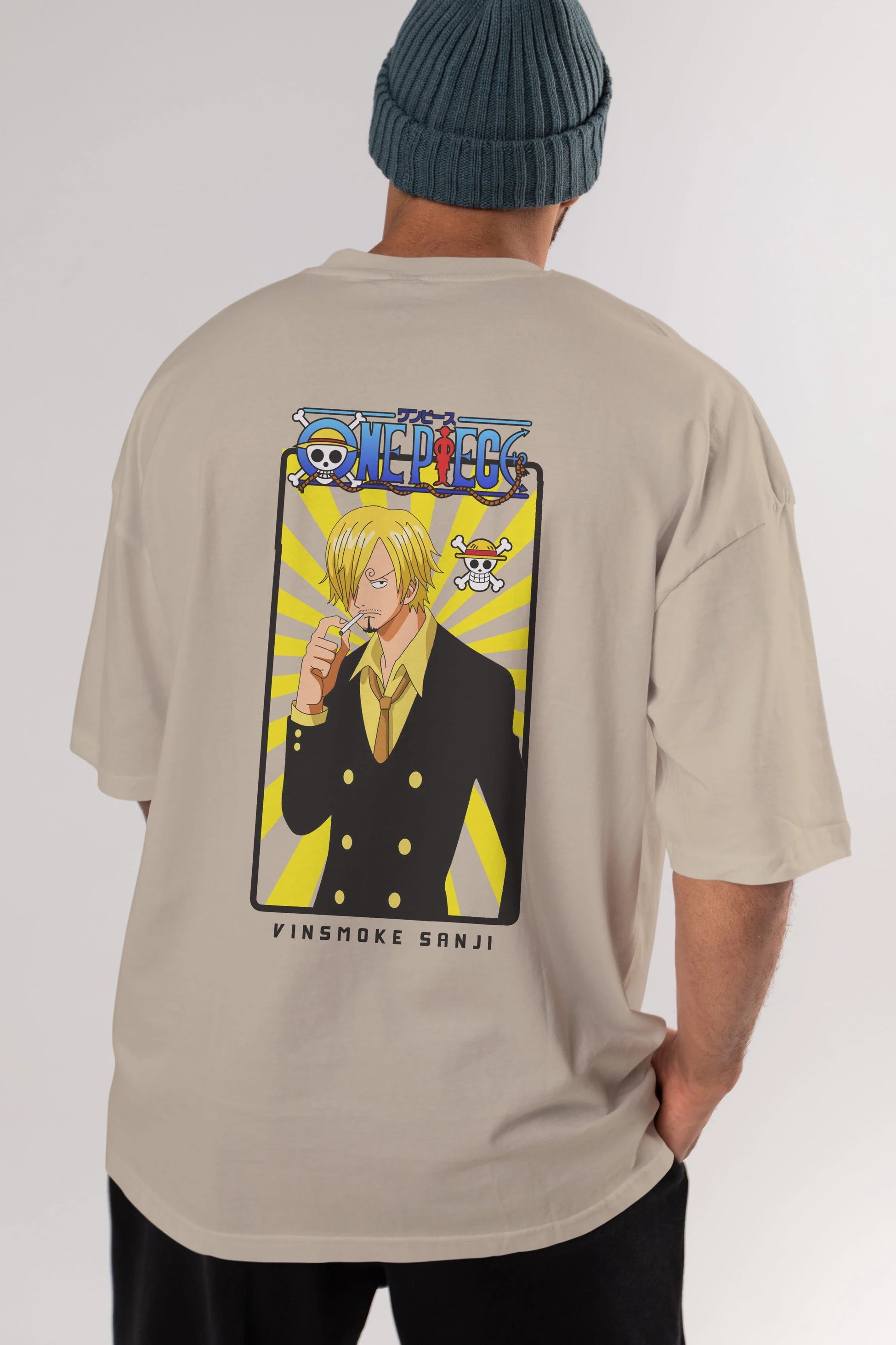Sanji 4 Anime Arka Baskılı Oversize t-shirt Erkek Kadın Unisex %100 pamuk tişort